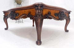 Henredon Fine Large 44x54" Square Carved Flame Mahogany Coffee Table MINT