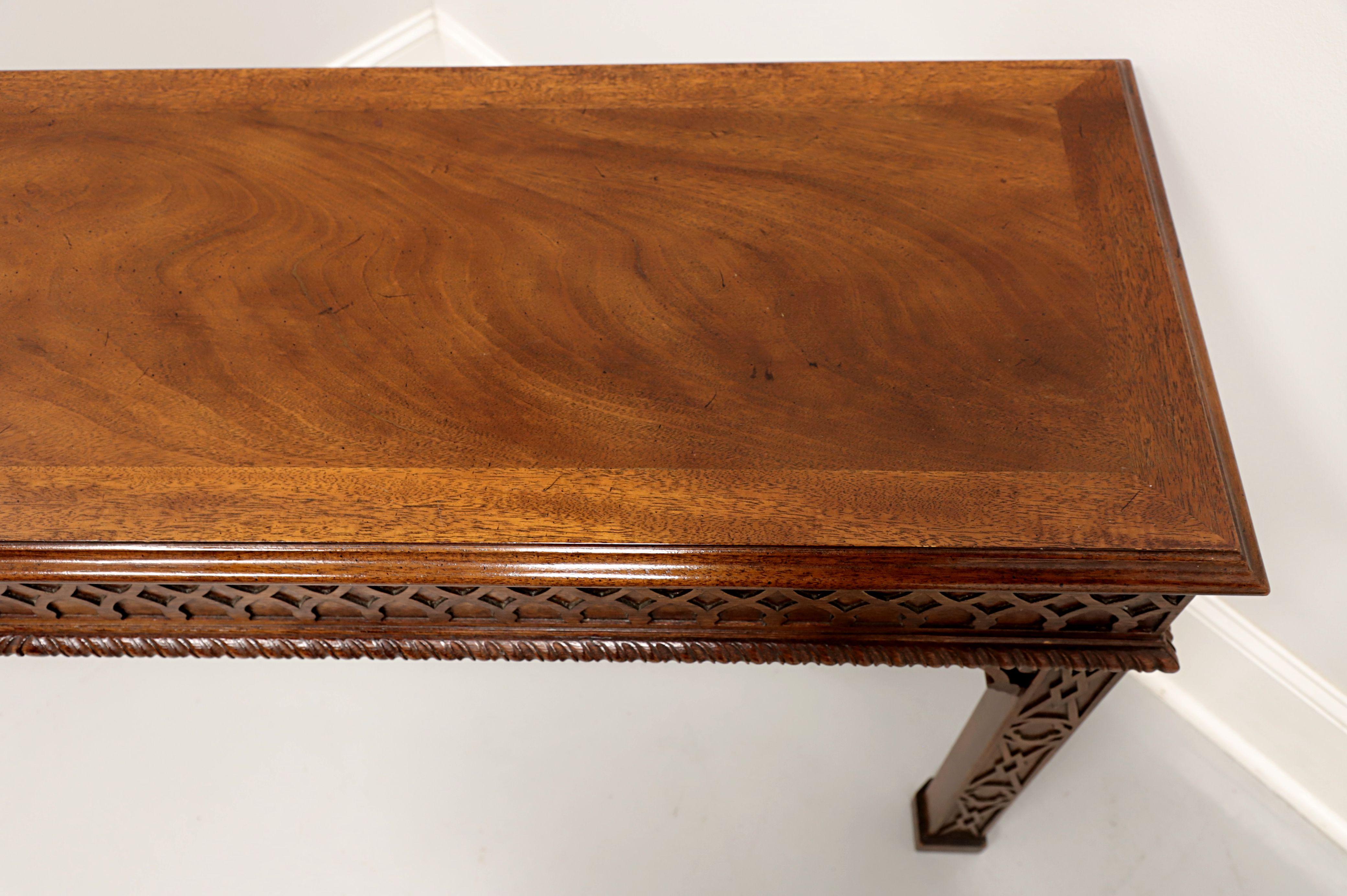 20th Century HENREDON Flame Mahogany Chinese Chippendale Style Console Sofa Table