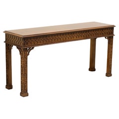 HENREDON Flame Mahogany Chinese Chippendale Style Console Sofa Table