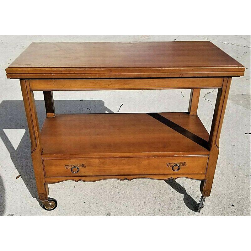 American Henredon Fold Top Rolling Bar Sideboard Buffet Cart