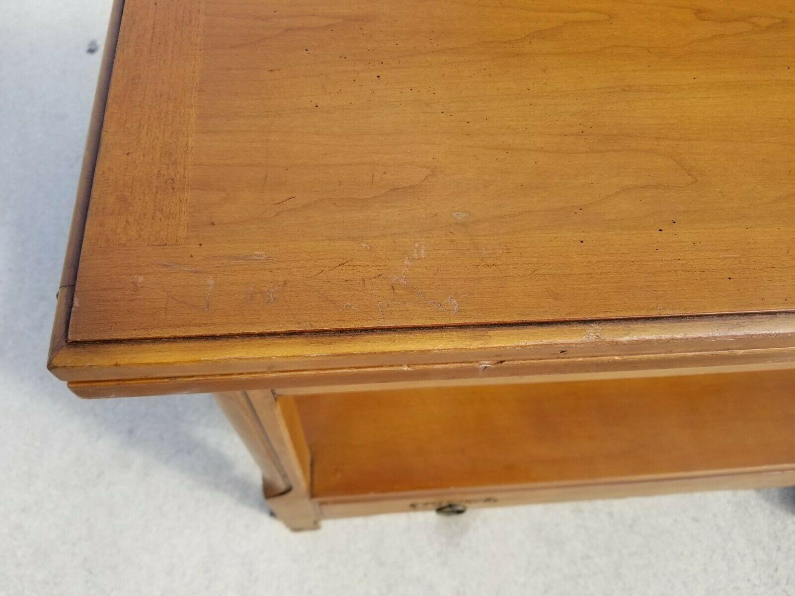 Walnut Henredon Fold Top Rolling Bar Sideboard Buffet Cart