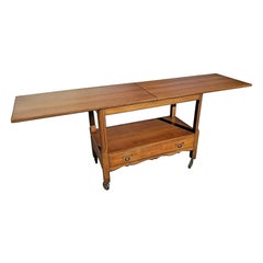 Henredon Fold Top Rolling Bar Sideboard Buffet Cart