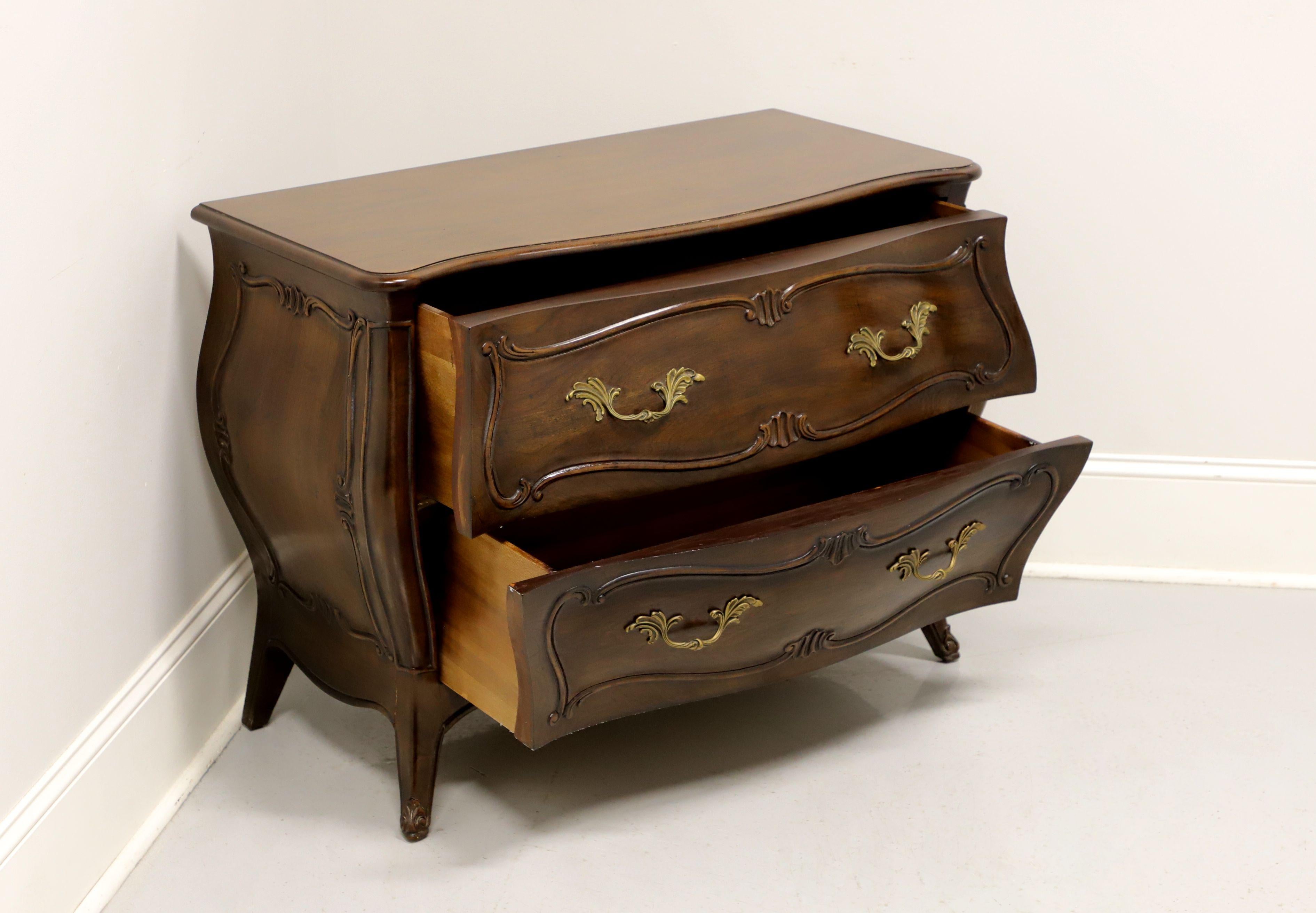 HENREDON Folio 10 Walnut French Country Style Low Bombe Chest In Good Condition In Charlotte, NC