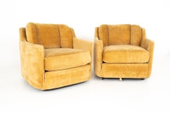 Henredon Folio 500 Midcentury Barrel Lounge Chairs, Pair