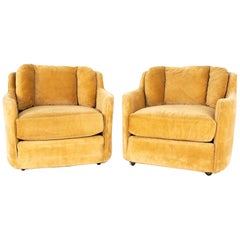 Henredon Folio 500 Midcentury Barrel Lounge Chairs, Pair