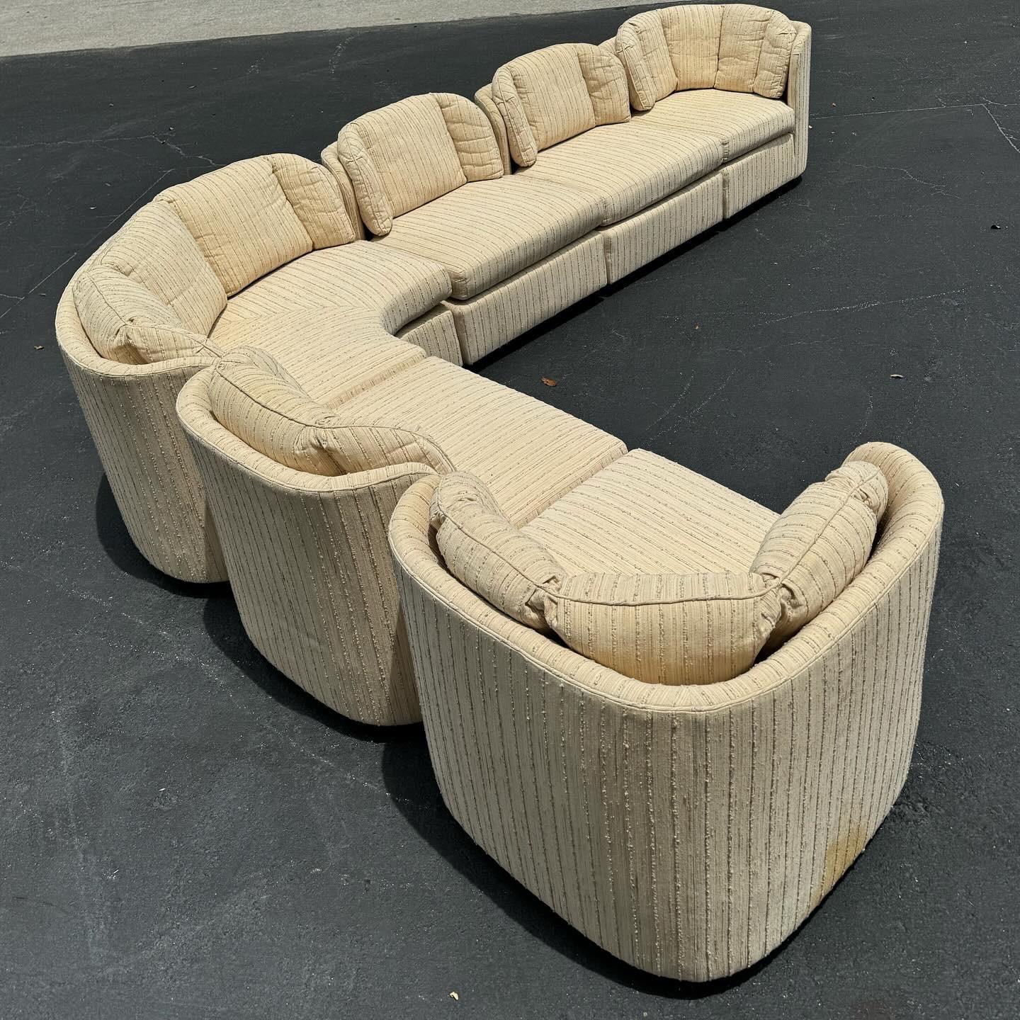 Tissu d'ameublement Henredon Folio 500 Canapé modulaire festonné - 6 Pieces en vente