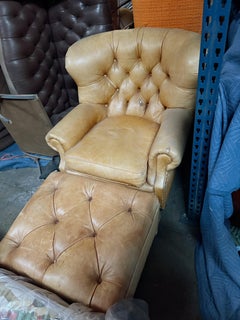 Henredon for Ralph Lauren Leather Wingback Writer's Club Chair & Ottoman