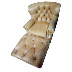 Henredon for Ralph Lauren Leather Wingback Writer's Club Chair & Ottoman