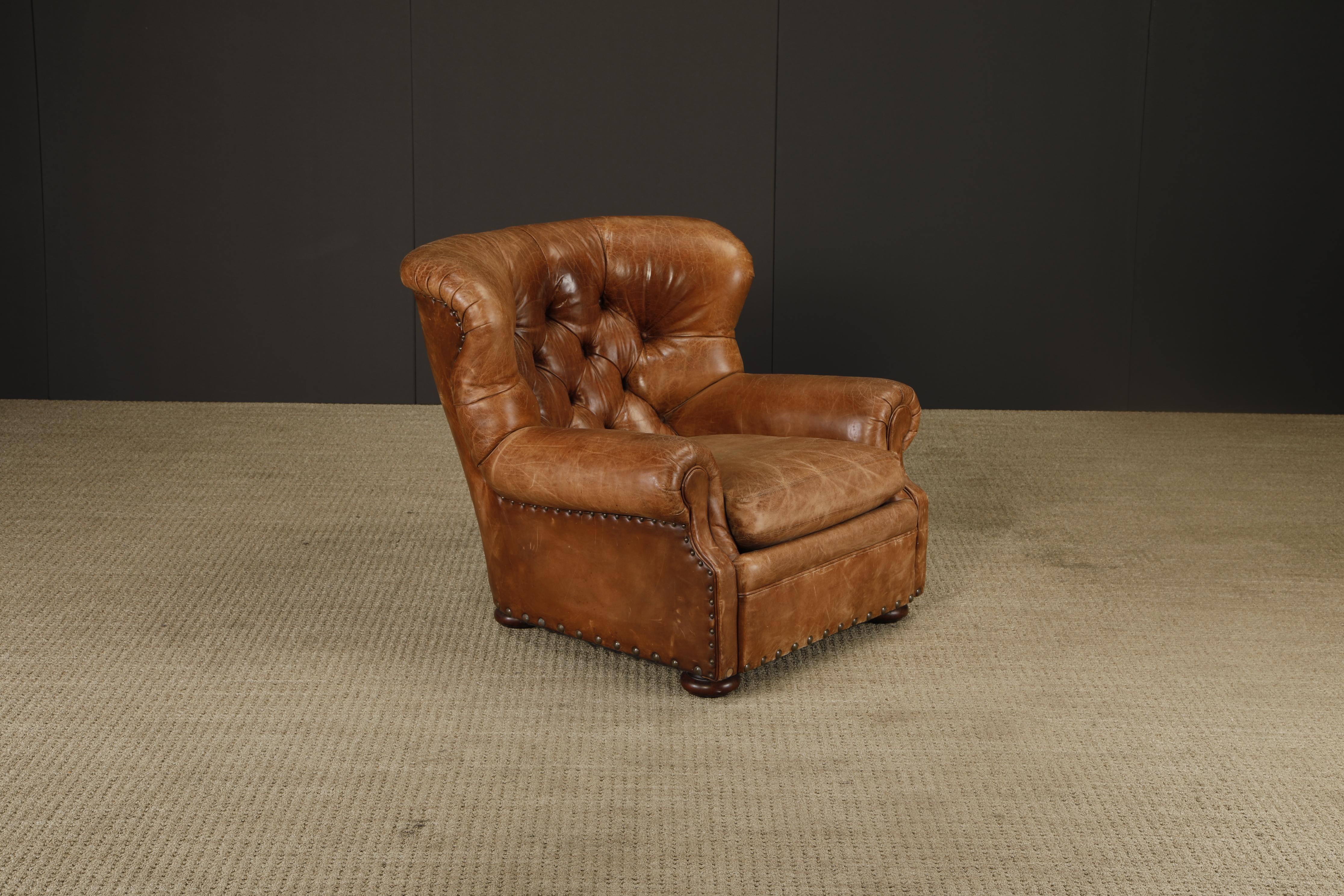 Henredon for Ralph Lauren Leather Wingback Writer's Club Chair & Ottoman, signé en vente 3
