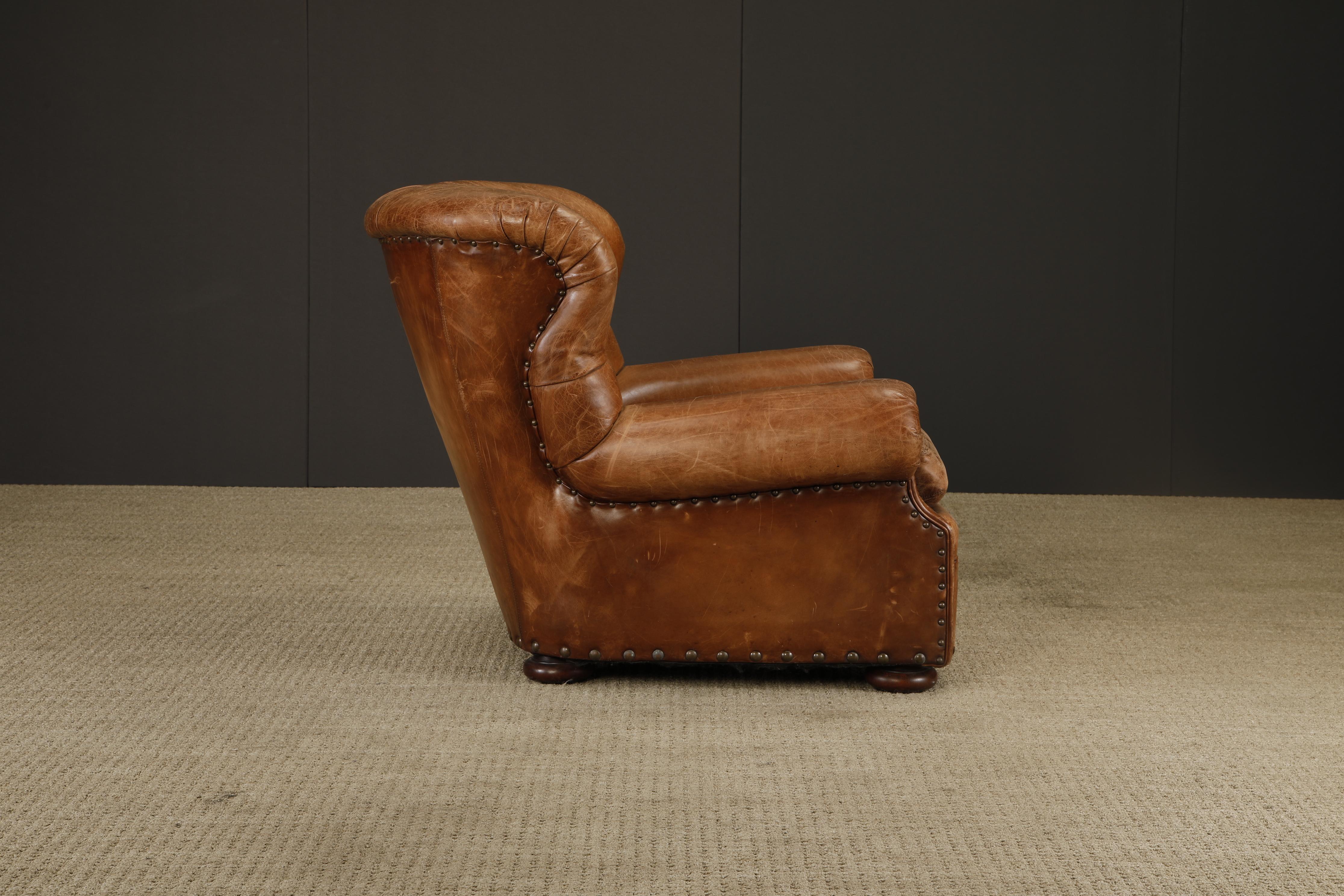 Henredon for Ralph Lauren Leather Wingback Writer's Club Chair & Ottoman, signé en vente 5
