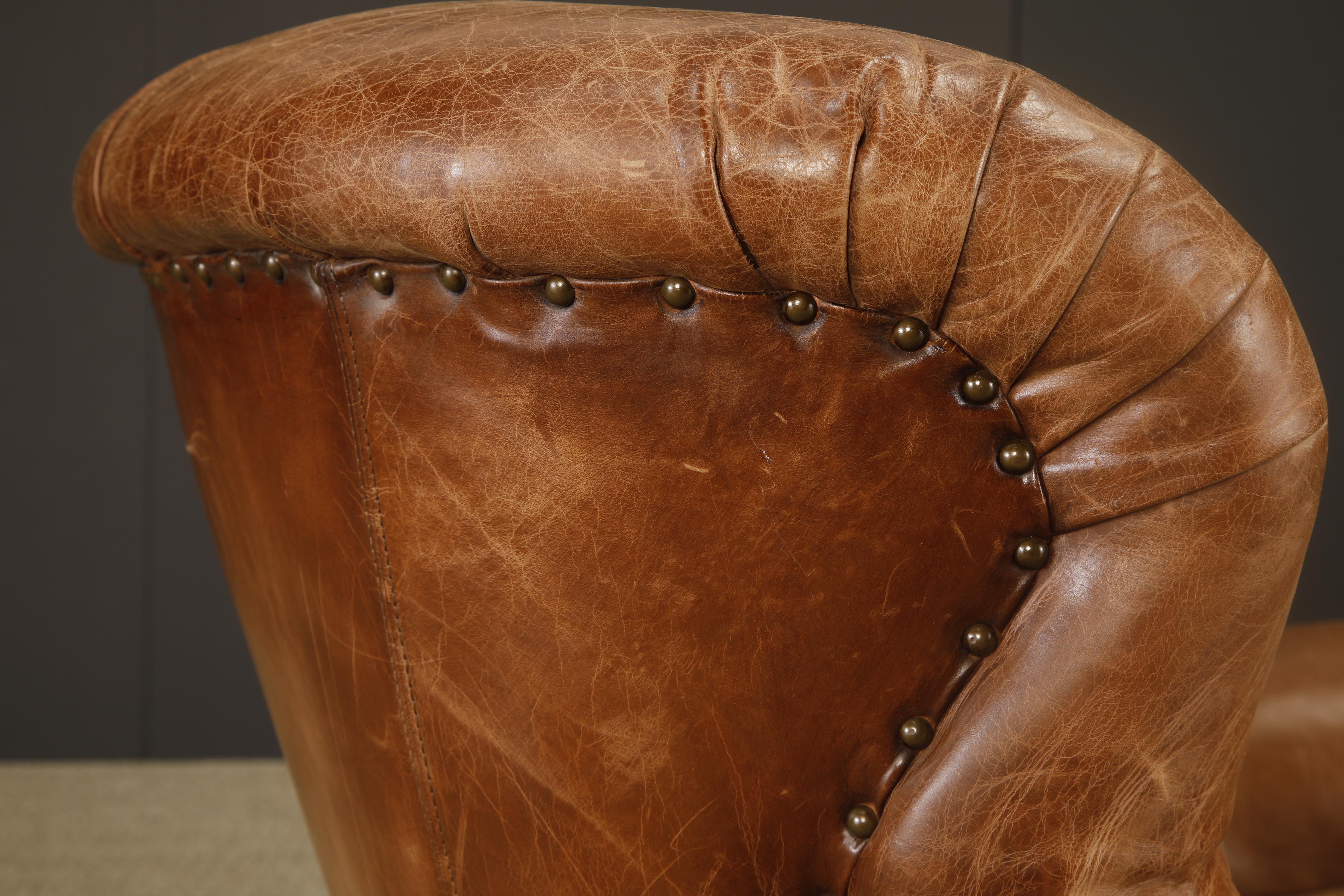 Henredon for Ralph Lauren Leather Wingback Writer's Club Chair & Ottoman, signé en vente 6