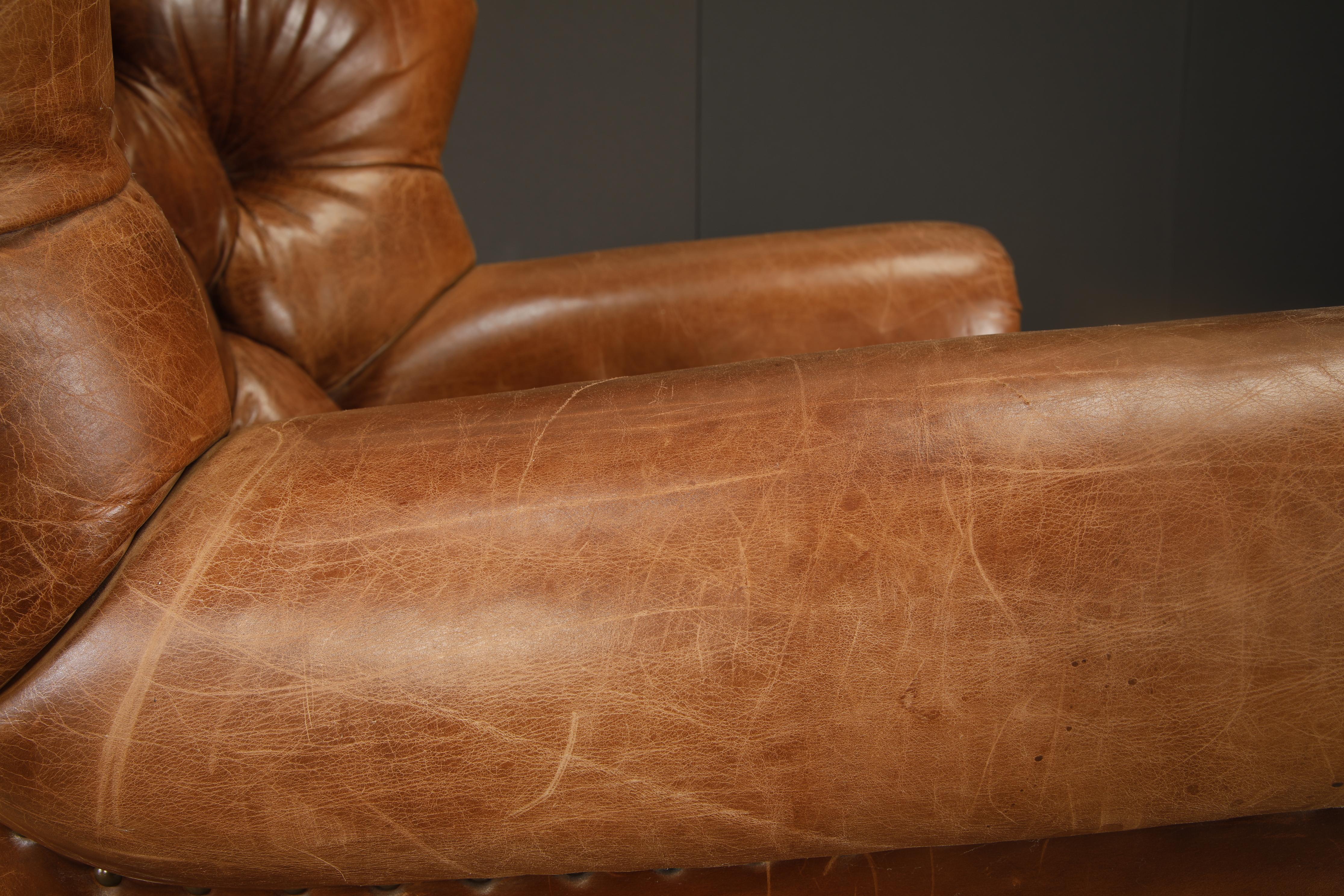 Henredon for Ralph Lauren Leather Wingback Writer's Club Chair & Ottoman, signé en vente 7