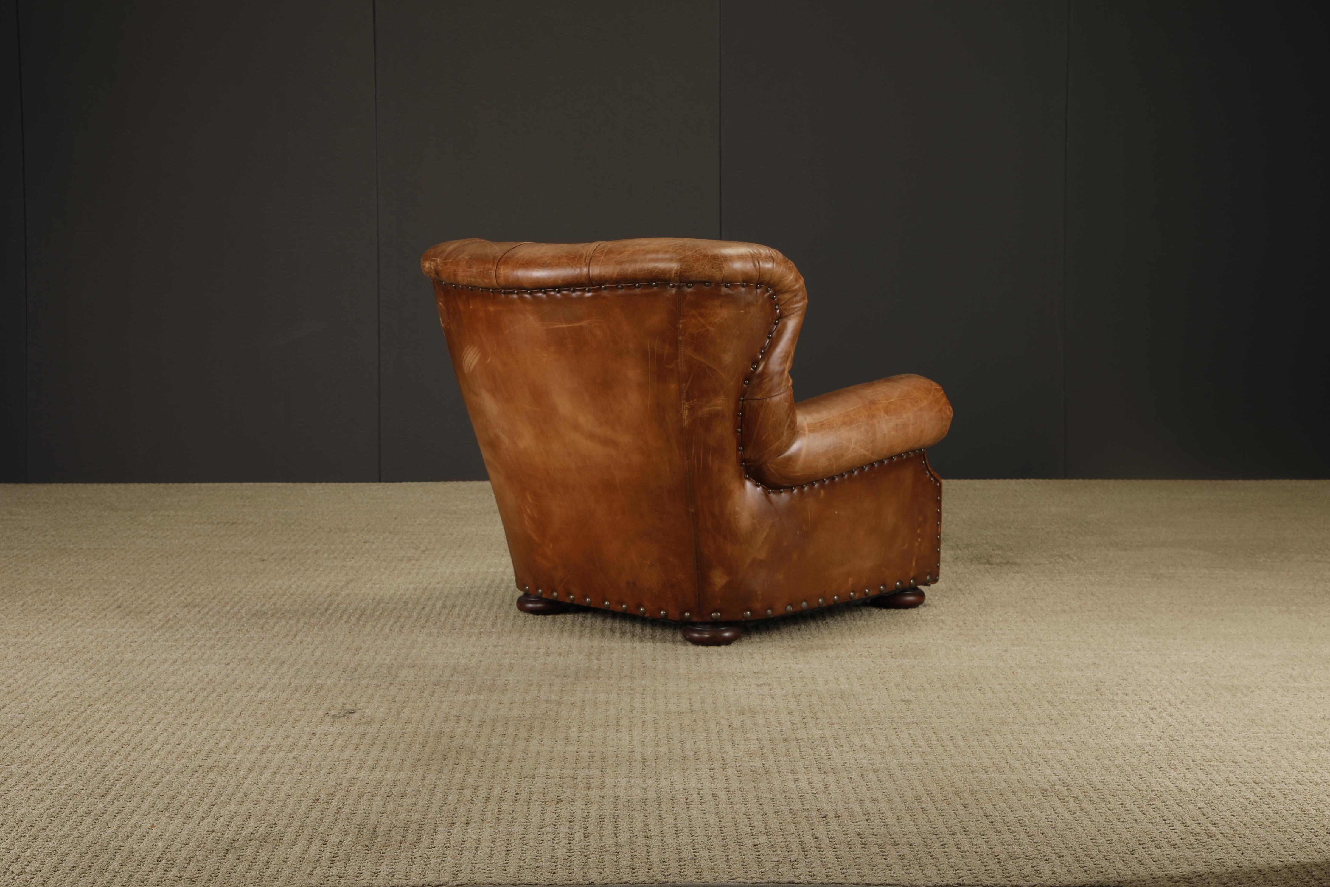 Henredon for Ralph Lauren Leather Wingback Writer's Club Chair & Ottoman, signé en vente 8