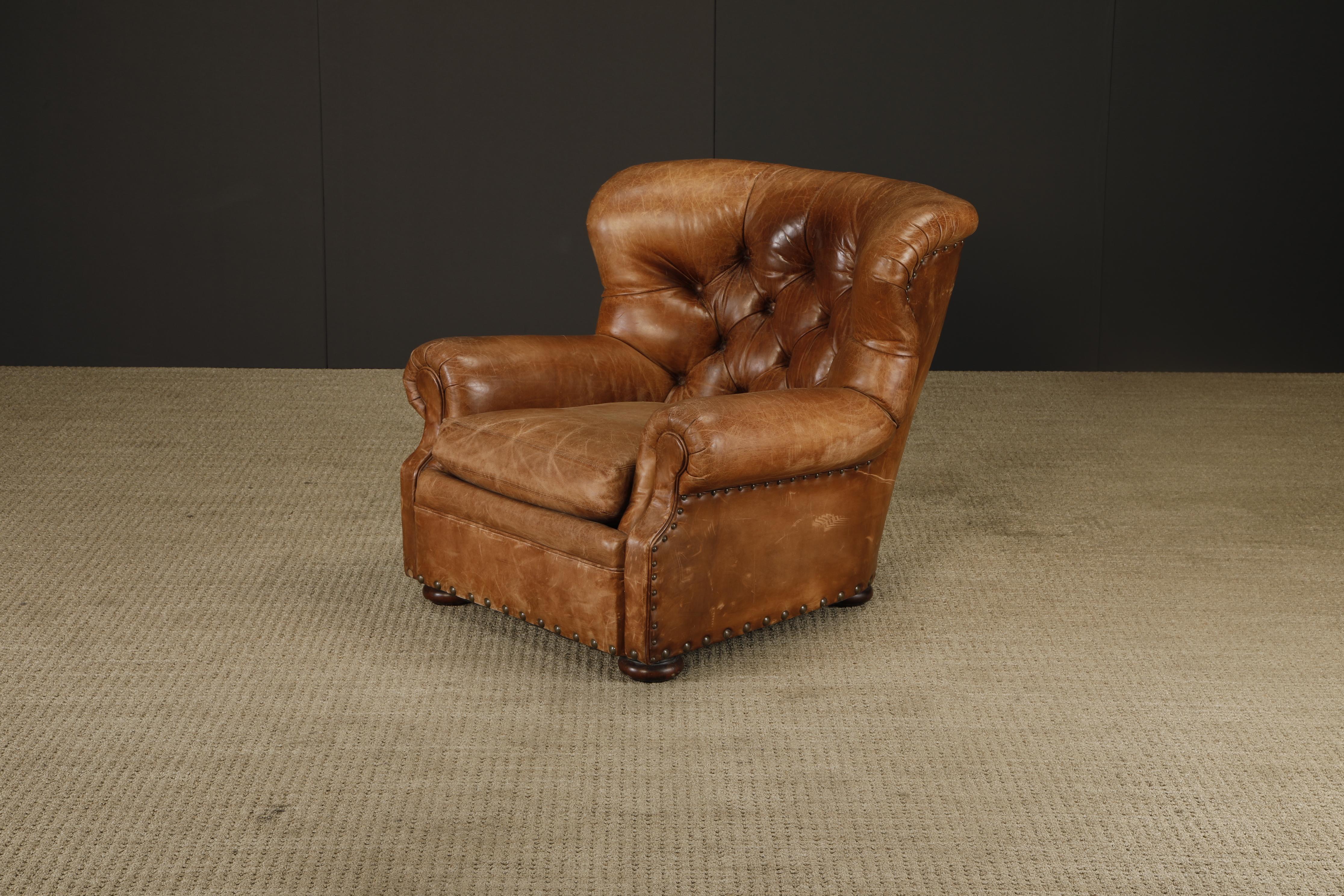 Henredon for Ralph Lauren Leather Wingback Writer's Club Chair & Ottoman, signé en vente 11