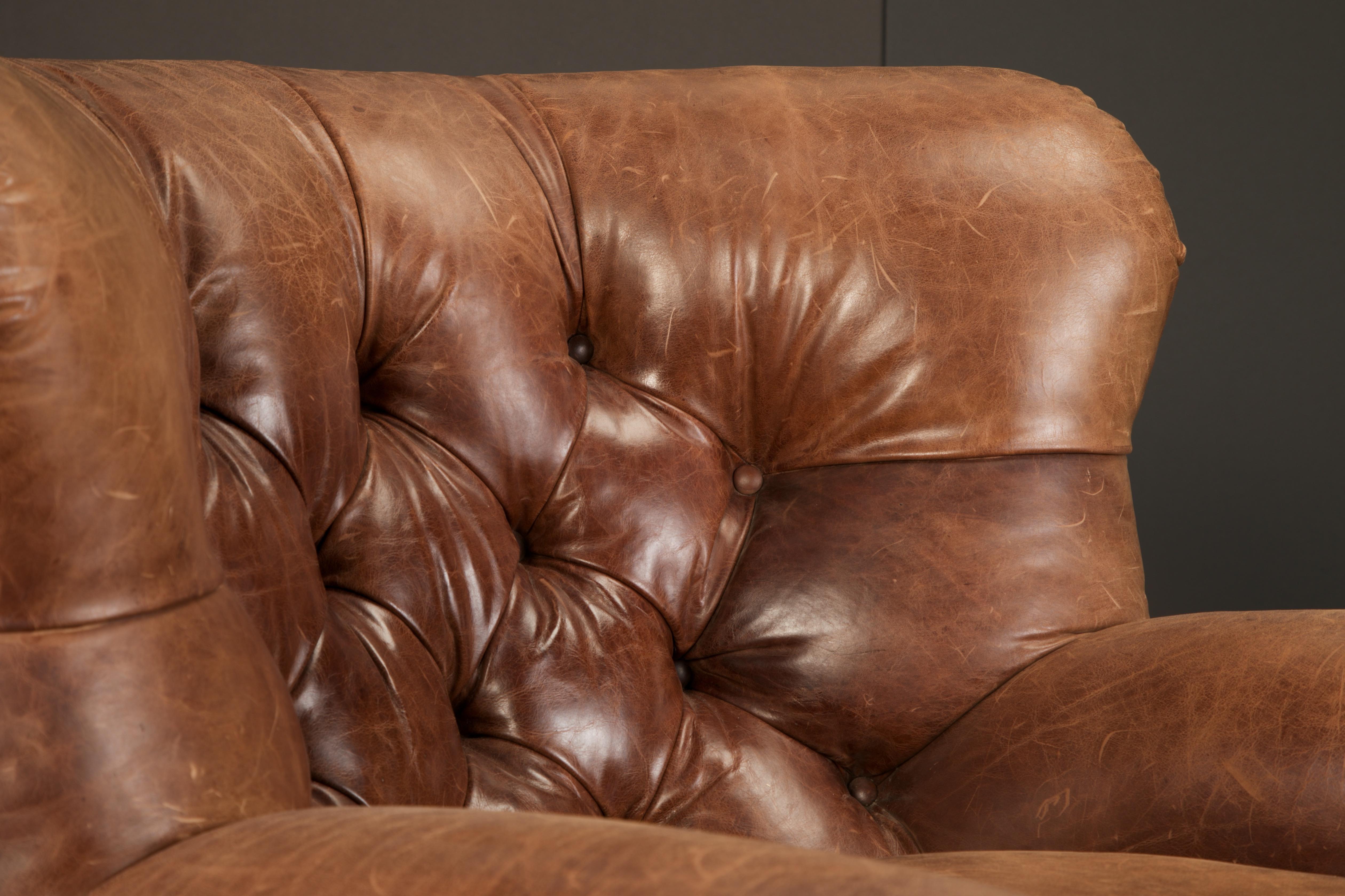 Henredon for Ralph Lauren Thick Leather Wingback Writer's Club Chair, Signed For Sale 4
