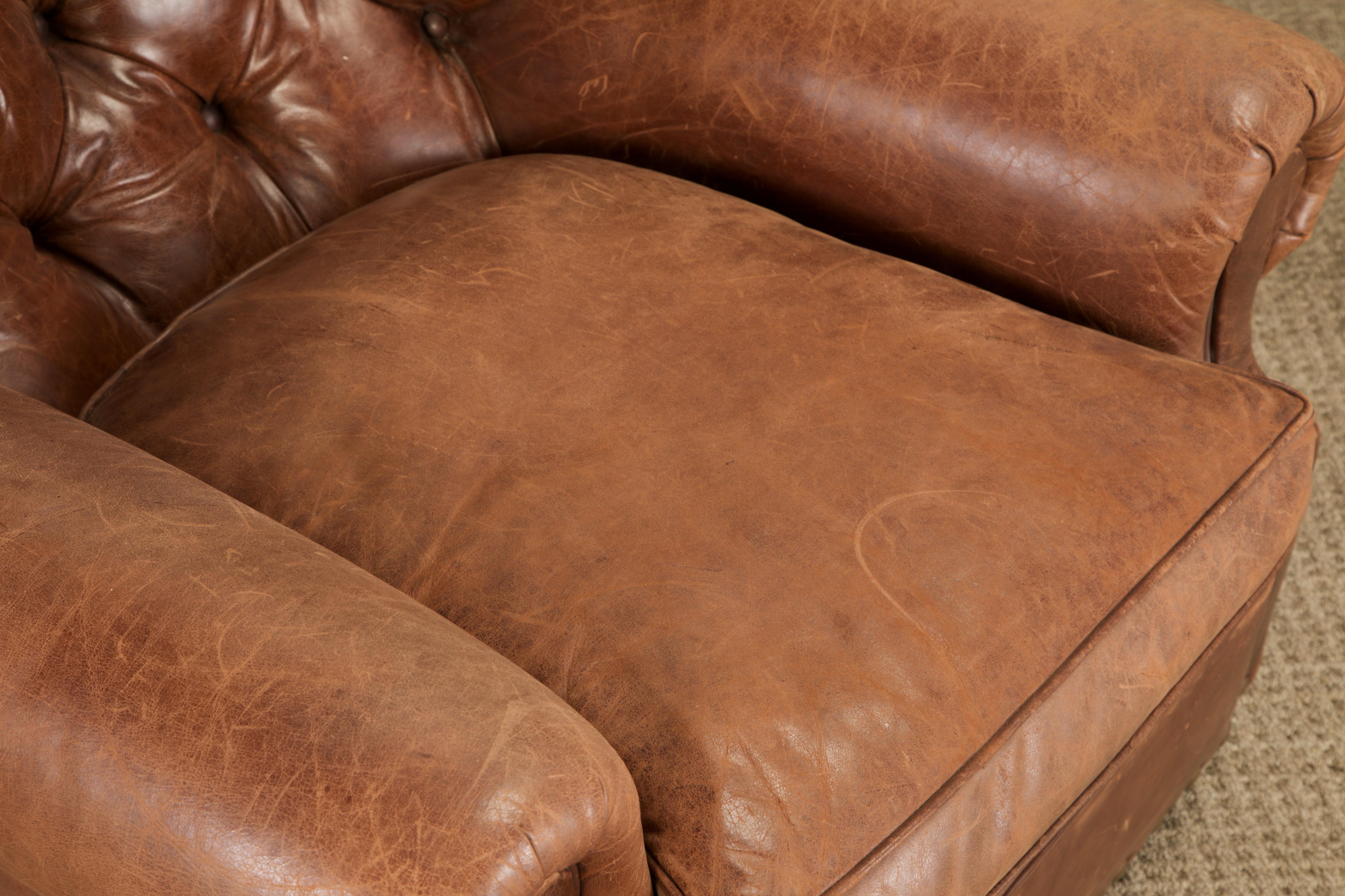 Henredon for Ralph Lauren Thick Leather Wingback Writer's Club Chair, Signed For Sale 5