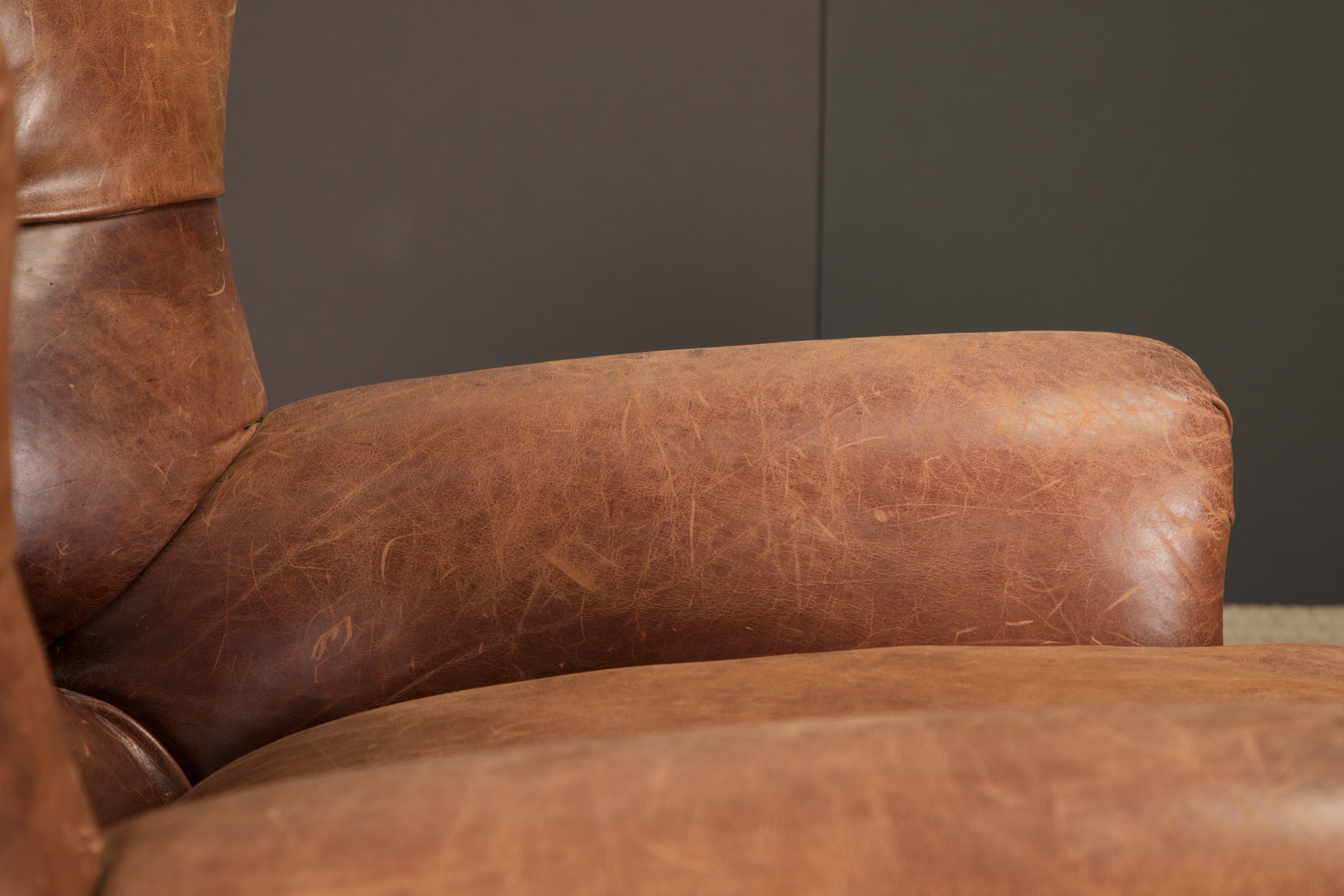 Henredon for Ralph Lauren Thick Leather Wingback Writer's Club Chair, Signed For Sale 8