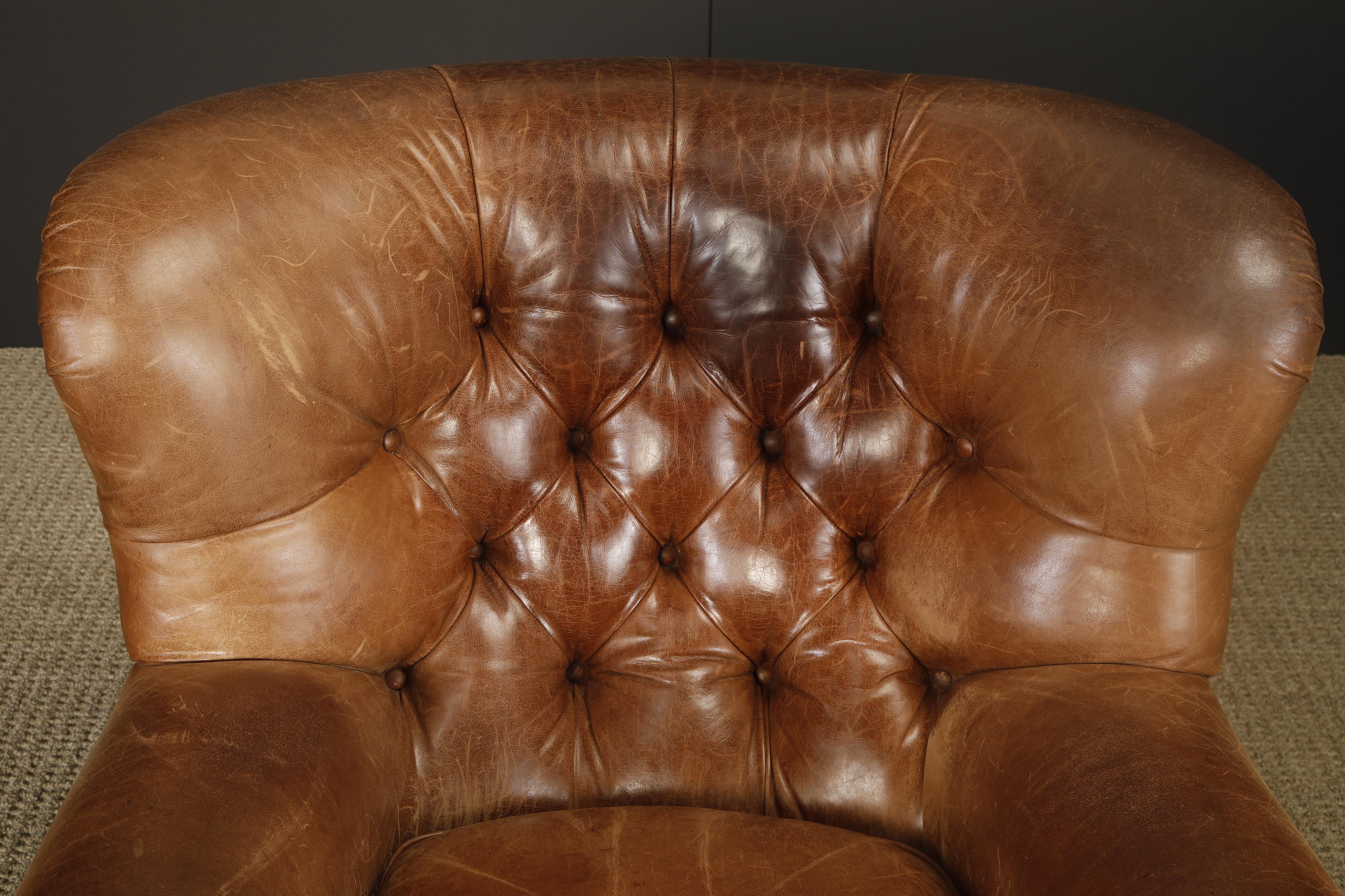 Moderno Henredon per Ralph Lauren Sedia da scrivania con schienale in pelle spessa, firmata in vendita