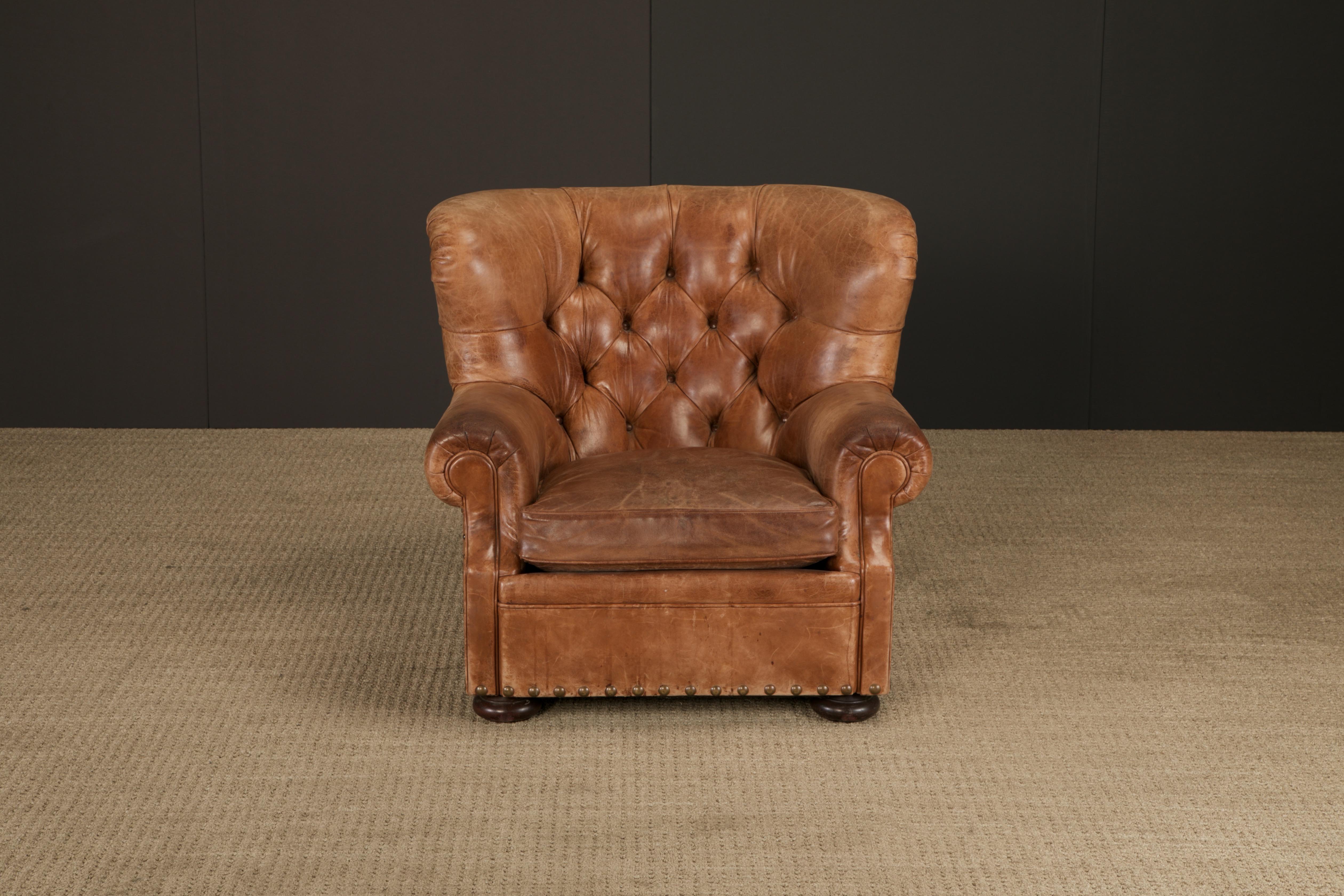 Moderno Henredon per Ralph Lauren Sedia da scrivania con schienale in pelle spessa, firmata in vendita