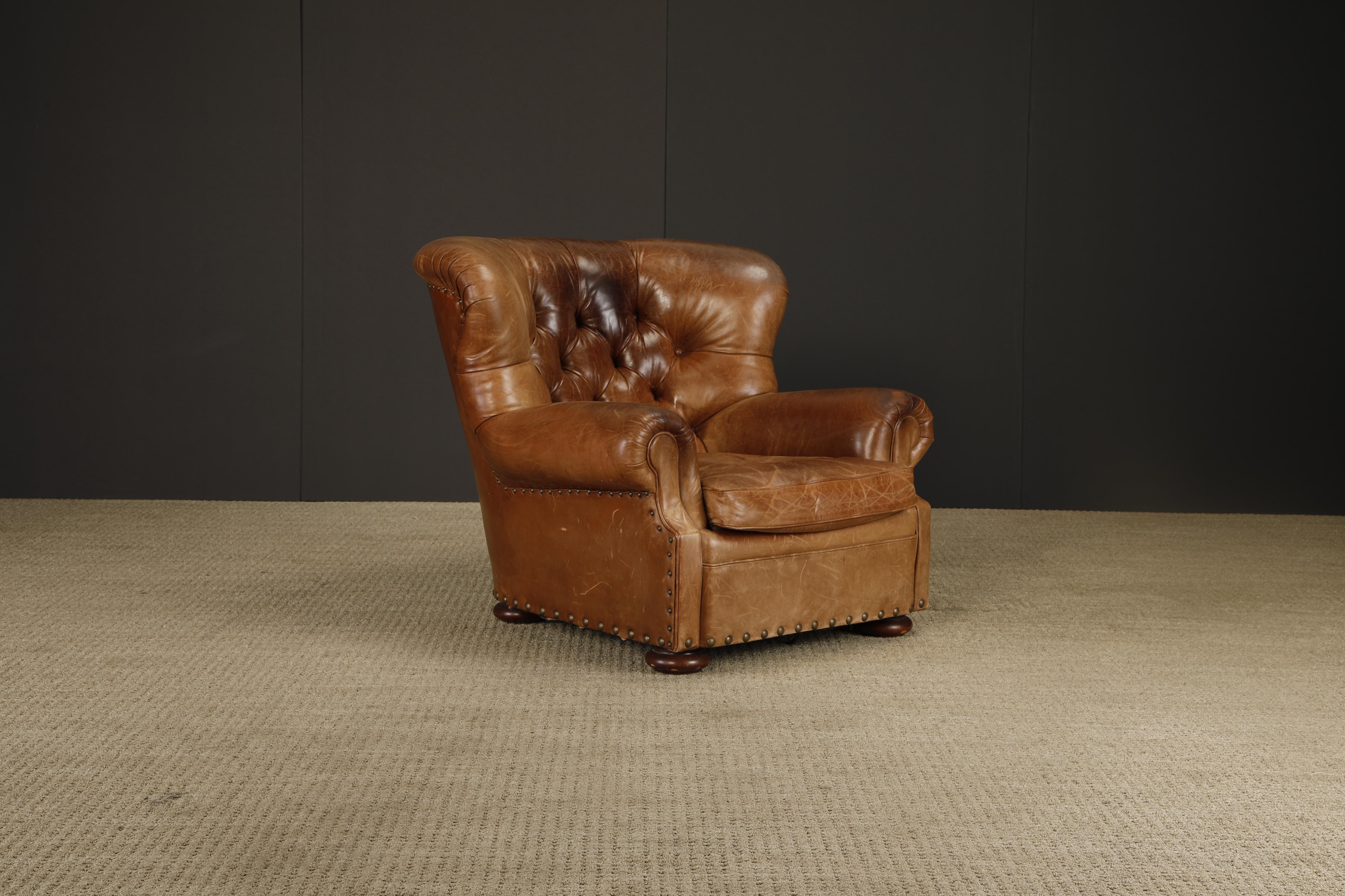 Pelle Henredon per Ralph Lauren Sedia da scrivania con schienale in pelle spessa, firmata in vendita