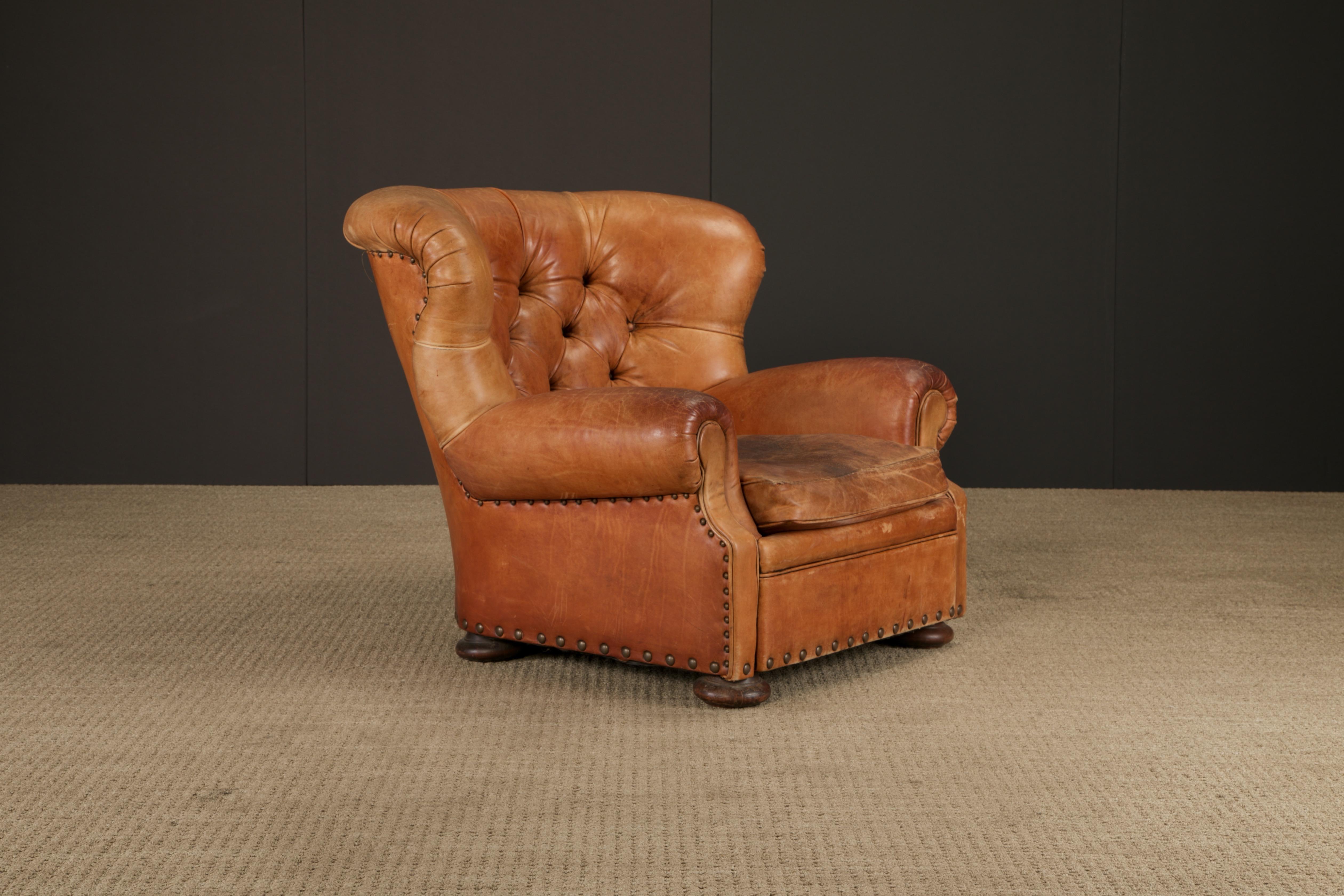 Pelle Henredon per Ralph Lauren Sedia da scrivania con schienale in pelle spessa, firmata in vendita