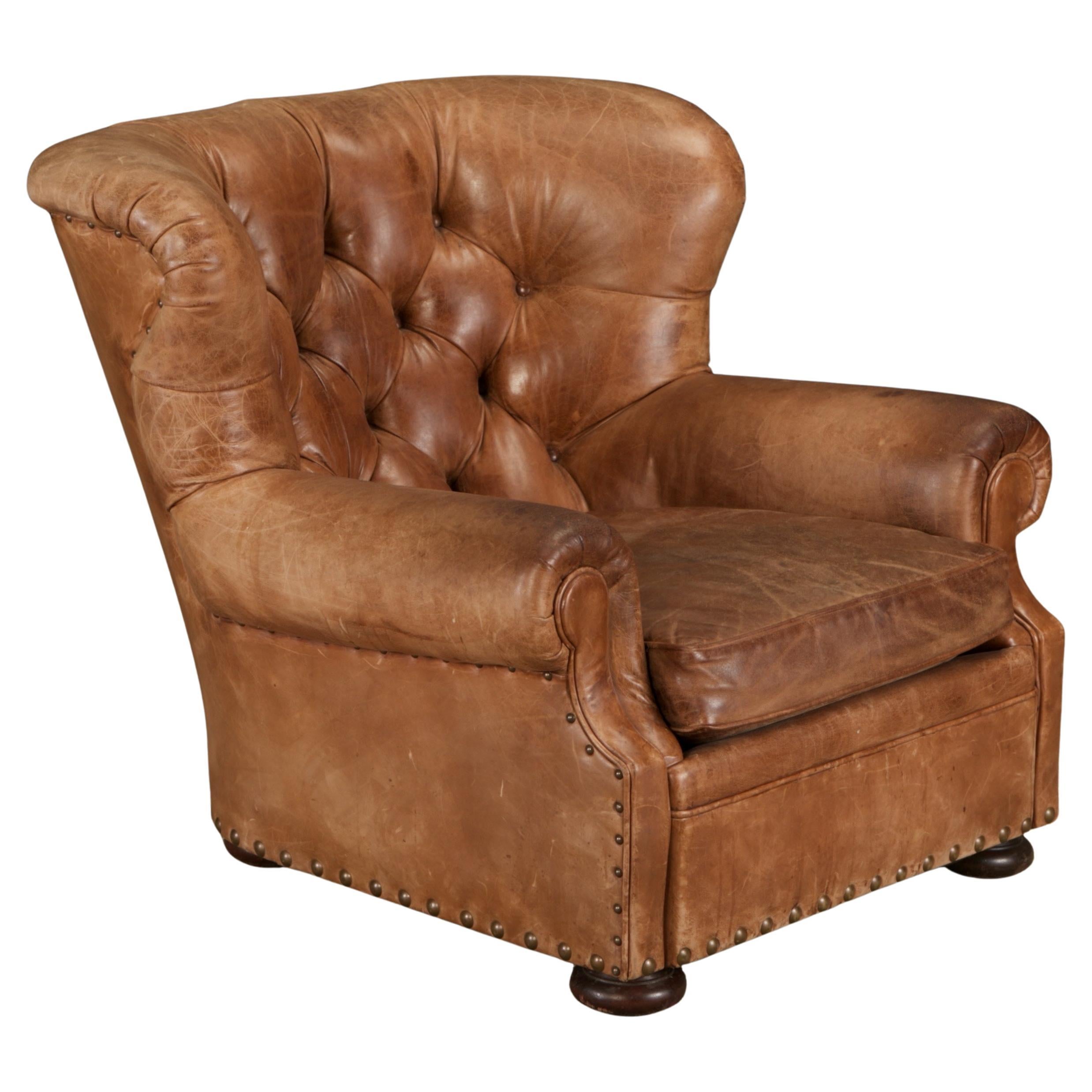 Henredon per Ralph Lauren Sedia da scrivania con schienale in pelle spessa, firmata