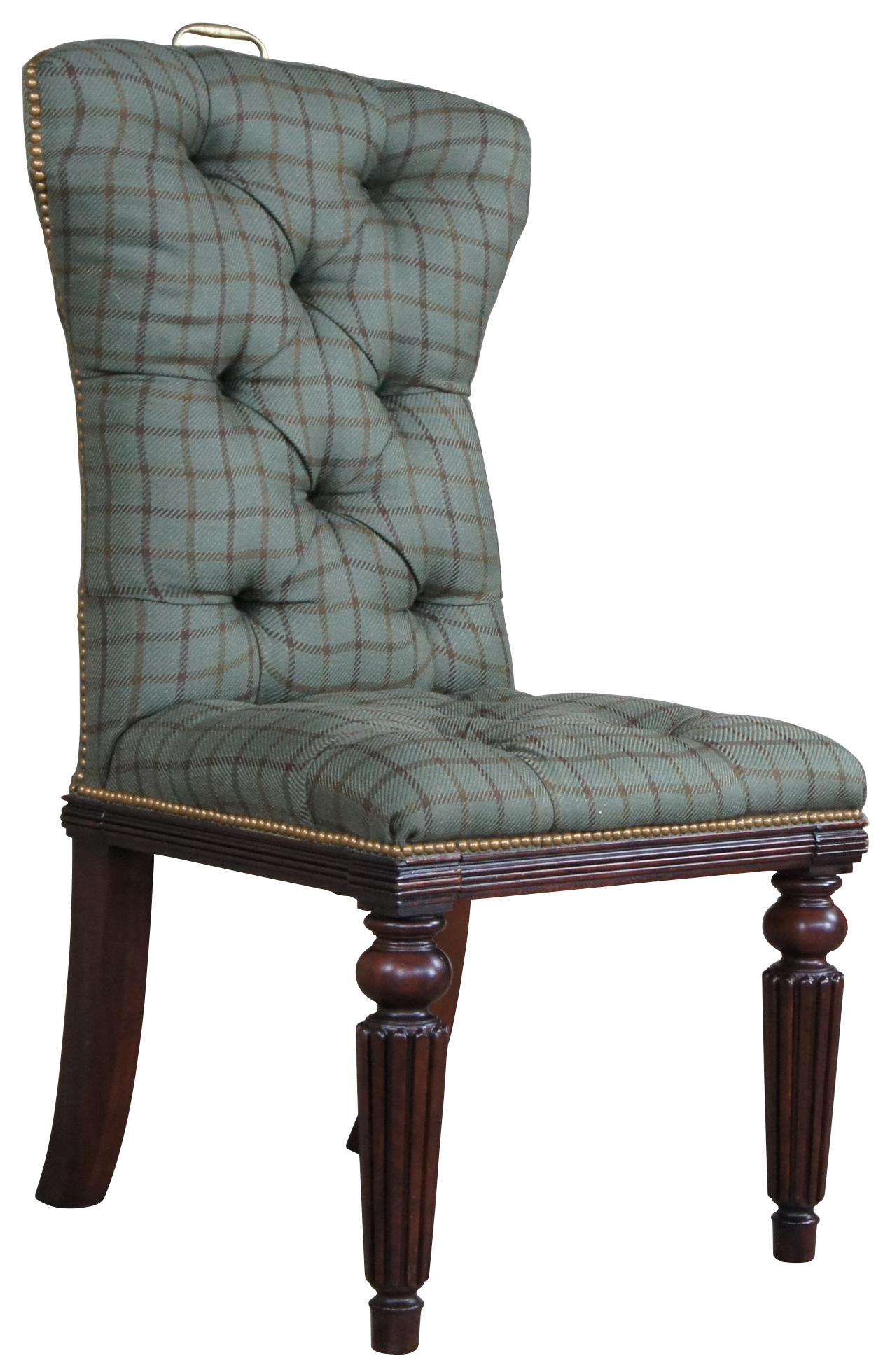 Henredon for Ralph Lauren Traditional Mahogany & Plaid Side Accent Desk Chair  In Good Condition In Dayton, OH