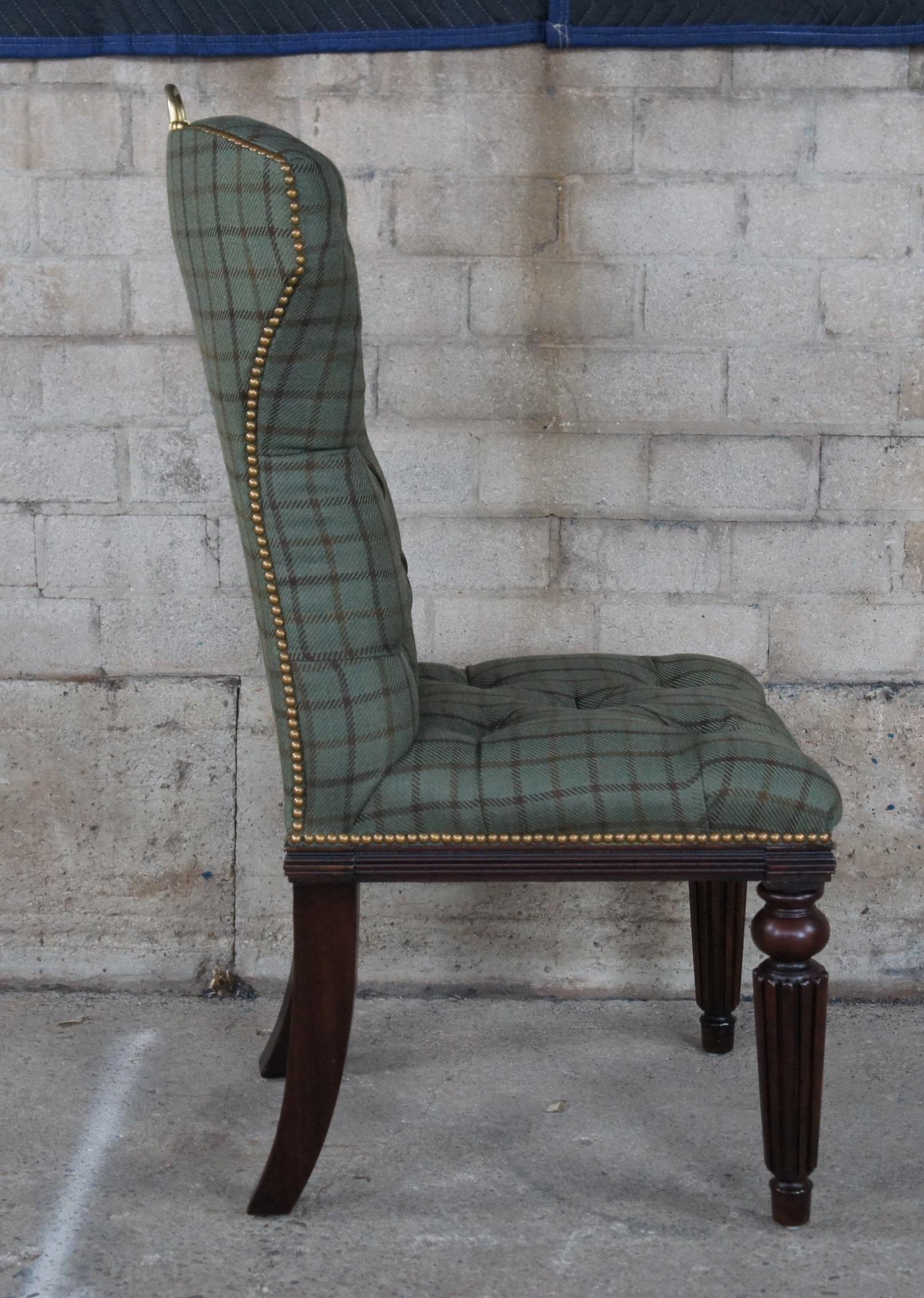 Upholstery Henredon for Ralph Lauren Traditional Mahogany & Plaid Side Accent Desk Chair 