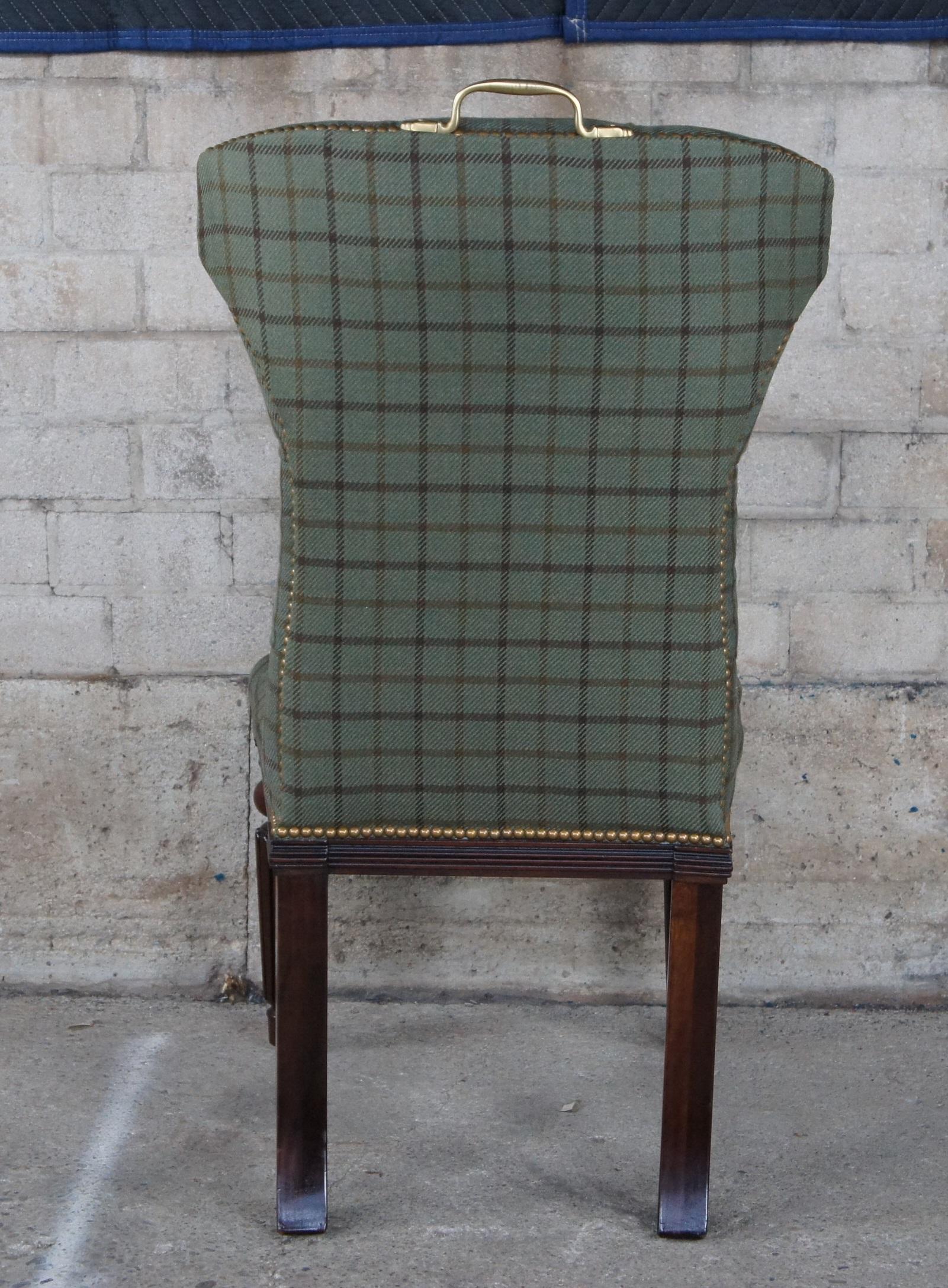 Henredon for Ralph Lauren Traditional Mahogany & Plaid Side Accent Desk Chair  3
