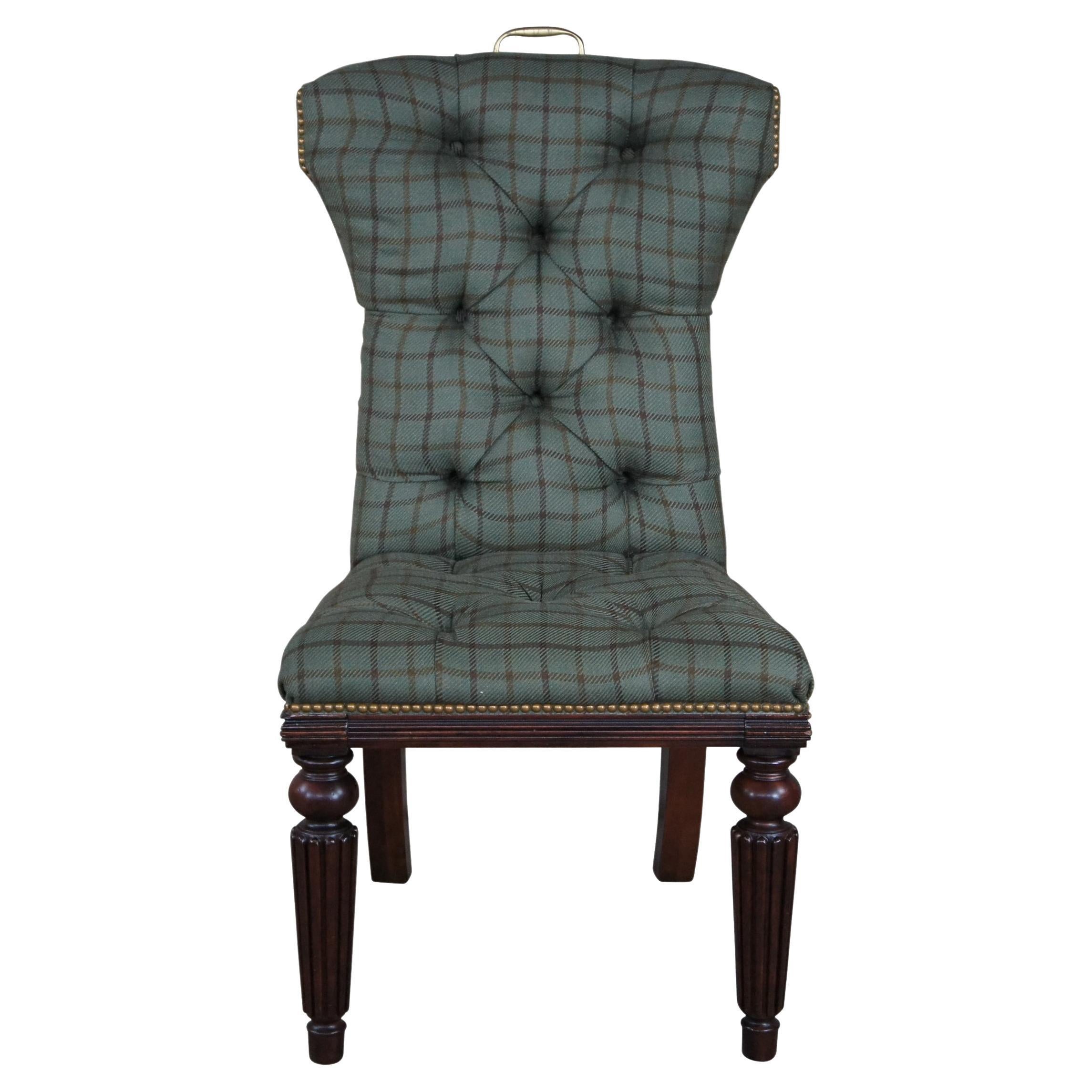 Henredon for Ralph Lauren Traditional Mahogany & Plaid Side Accent Desk Chair 