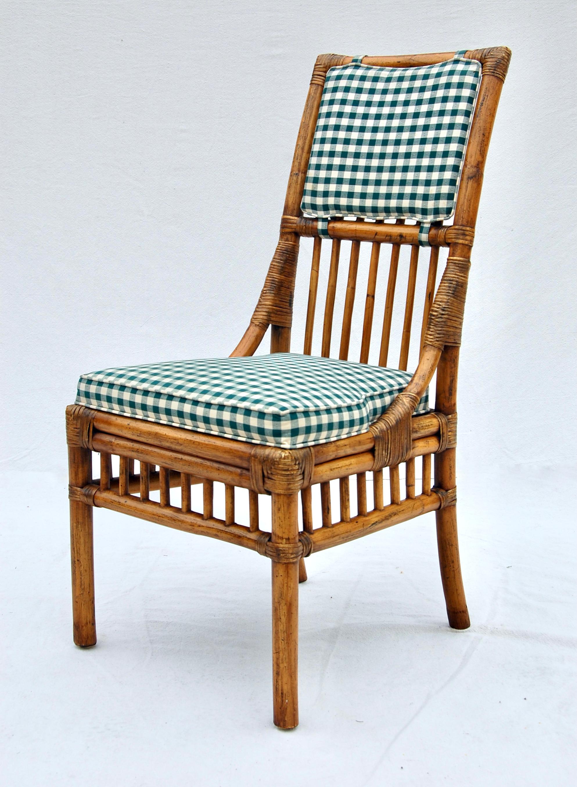 Henredon French Bistro Style Rattan Dining Chairs, Set of Six 6