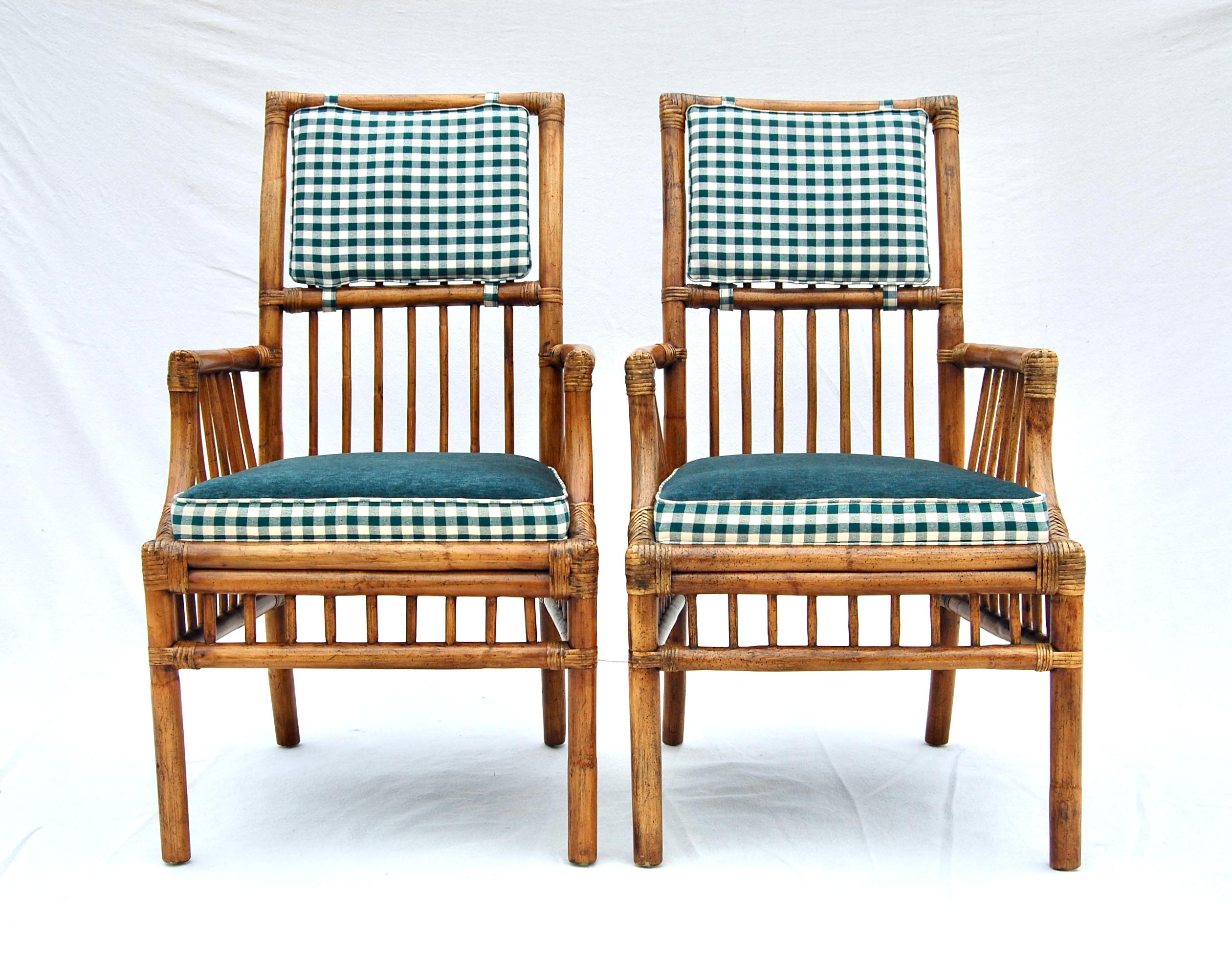 Mid-Century Modern Henredon French Bistro Style Rattan Dining Chairs, Set of Six