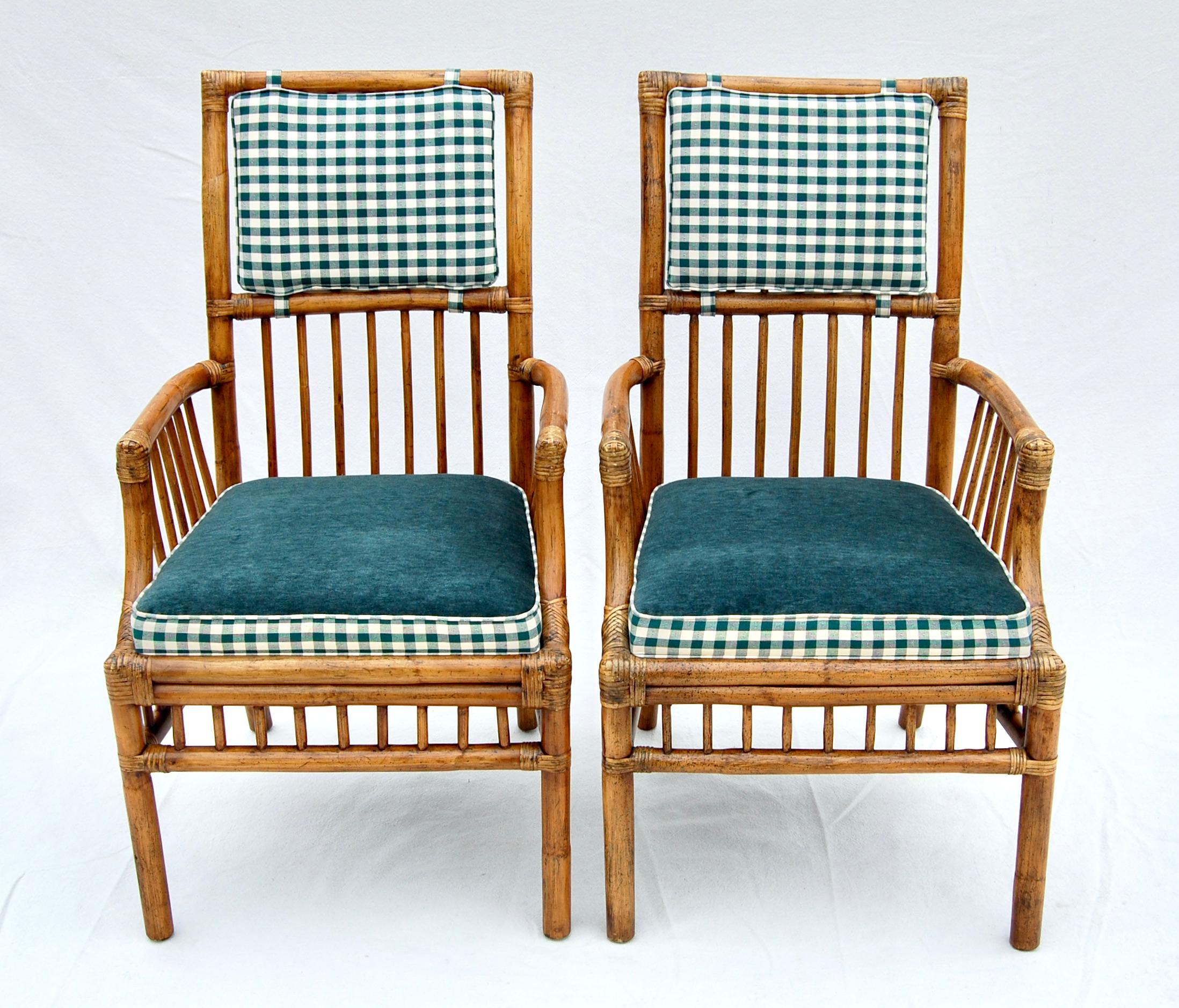 American Henredon French Bistro Style Rattan Dining Chairs, Set of Six