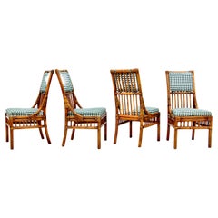 Henredon French Bistro Style Rattan Dining Chairs, Set of Six
