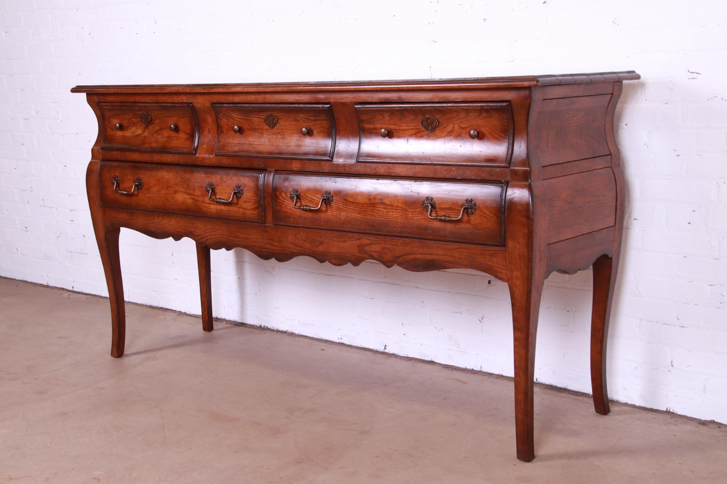French Provincial Henredon French Country Oak Bombay Form Sideboard Credenza