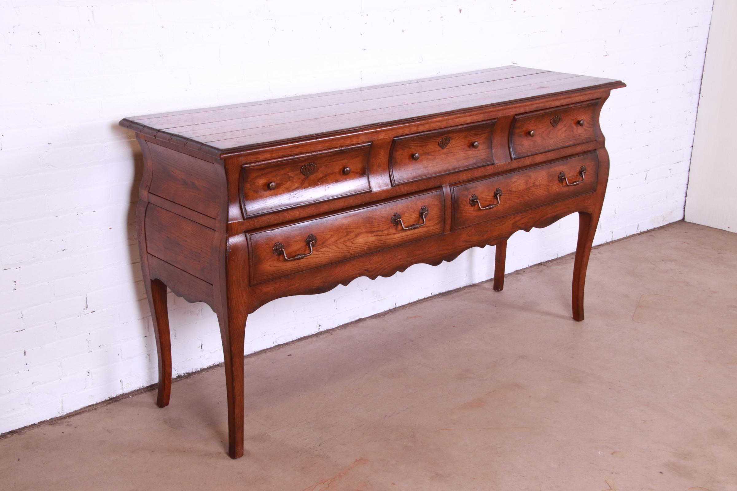American Henredon French Country Oak Bombay Form Sideboard Credenza