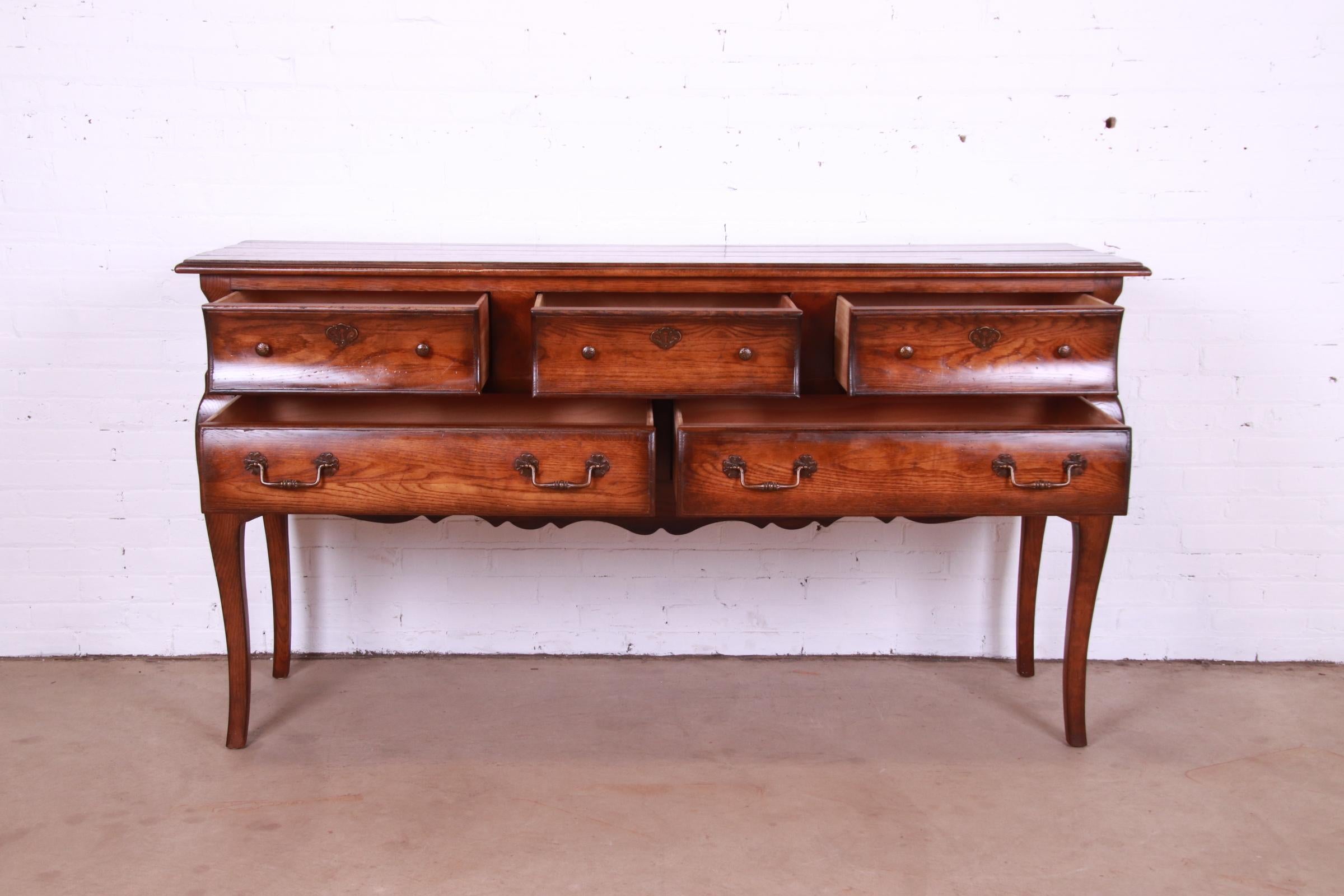 20th Century Henredon French Country Oak Bombay Form Sideboard Credenza