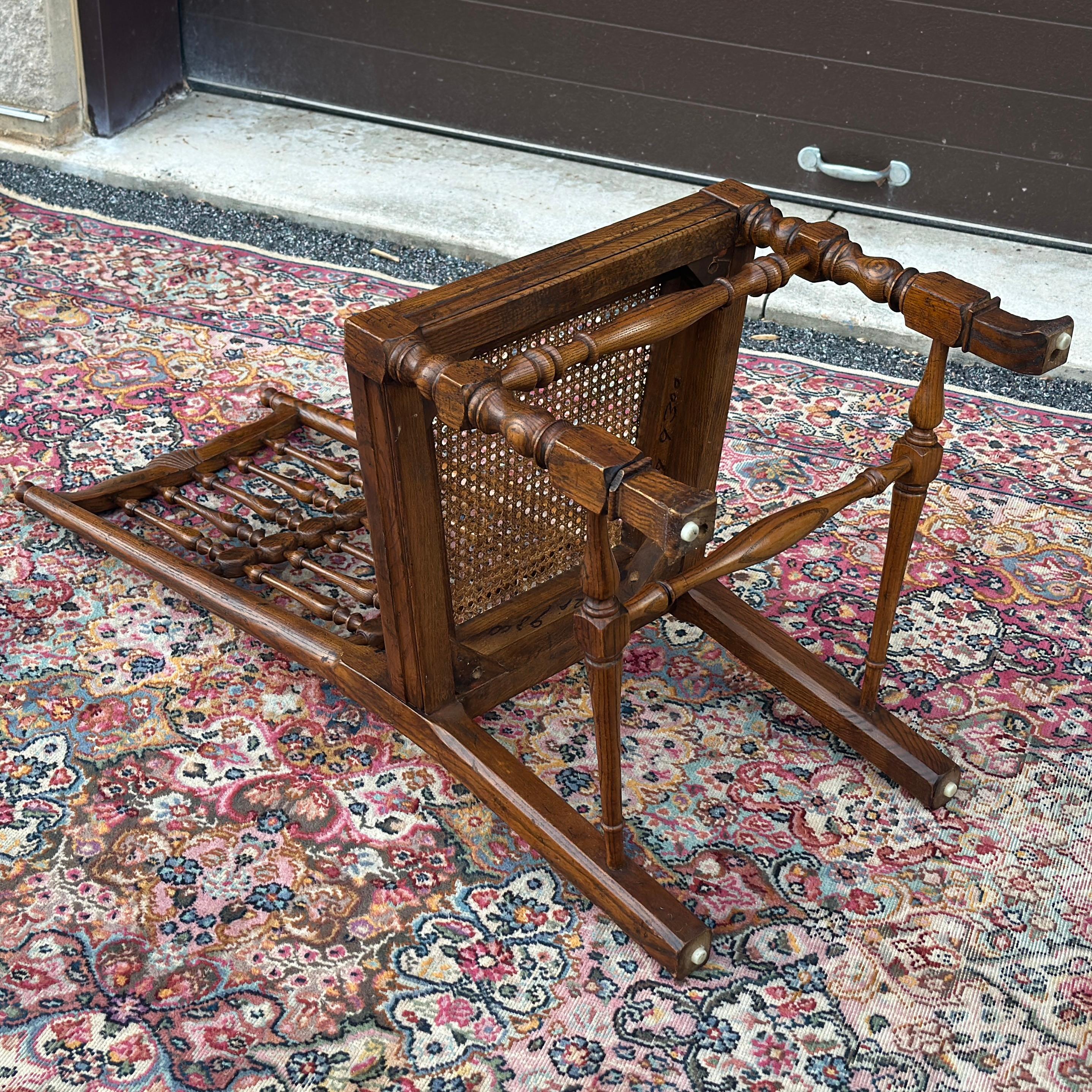 Henredon French Country Oak Dining Side Chair With Caned Seat & Spindle Back For Sale 2