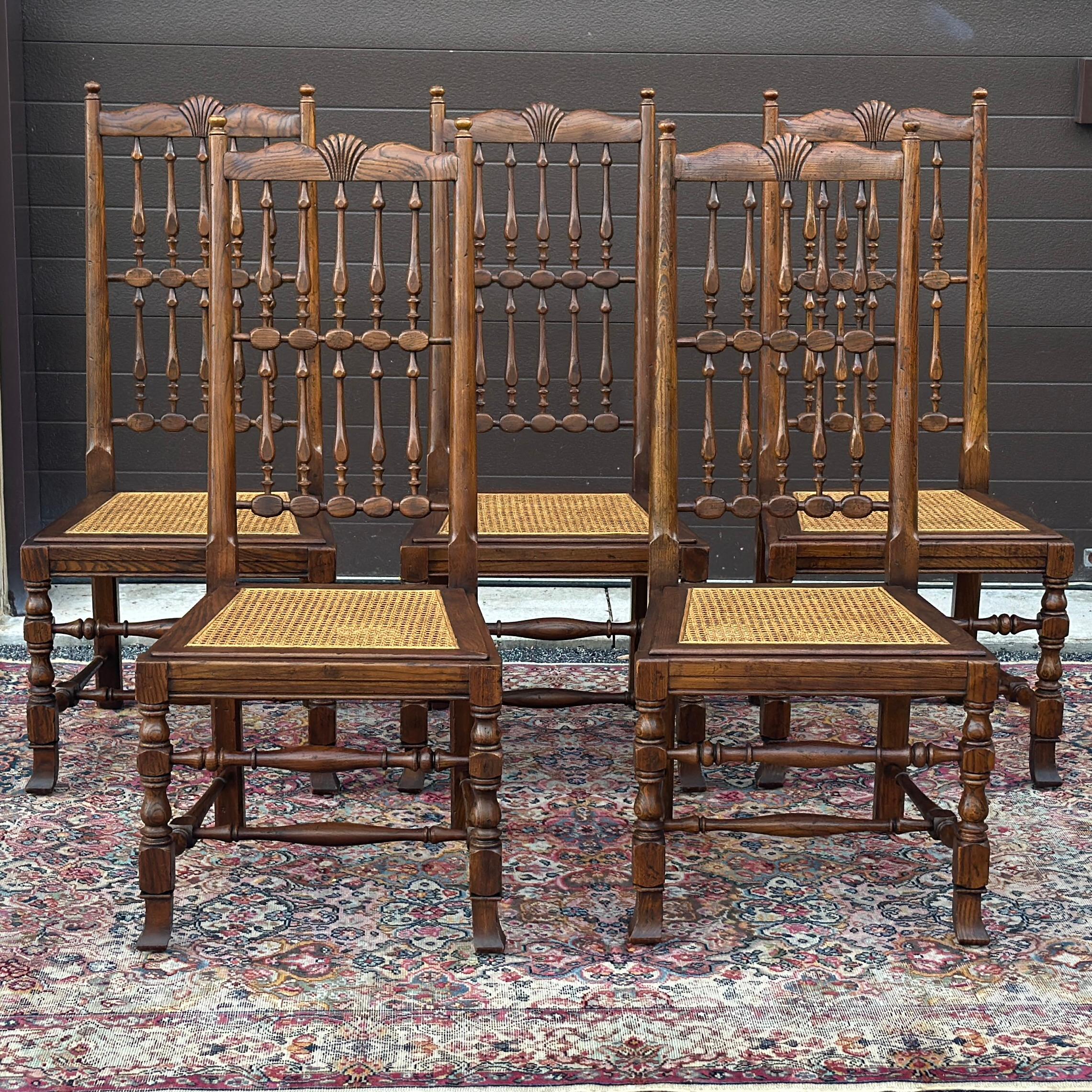 Henredon French Country Oak Dining Side Chair With Caned Seat & Spindle Back For Sale 3
