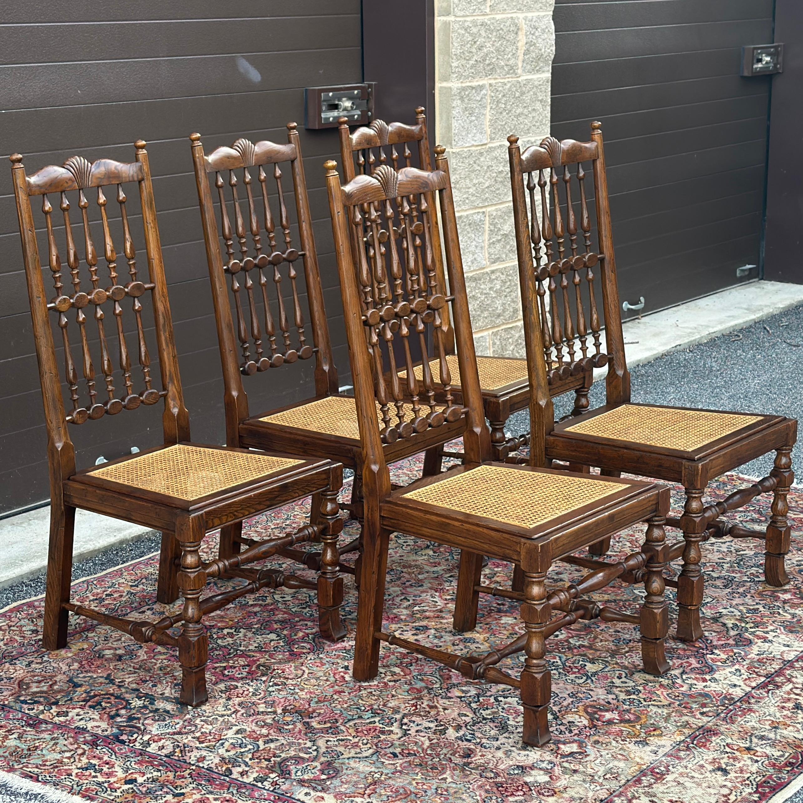 Henredon French Country Oak Dining Side Chair With Caned Seat & Spindle Back For Sale 4