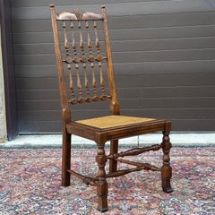 Henredon French Country Oak Dining Side Chair With Caned Seat & Spindle Back