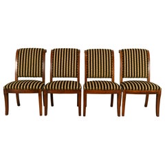 Henredon French Empire Carved Mahogany Dining Chairs, Set of Four