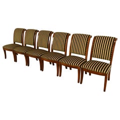 Sillas de comedor de caoba tallada estilo Imperio francés de Henredon, juego de seis