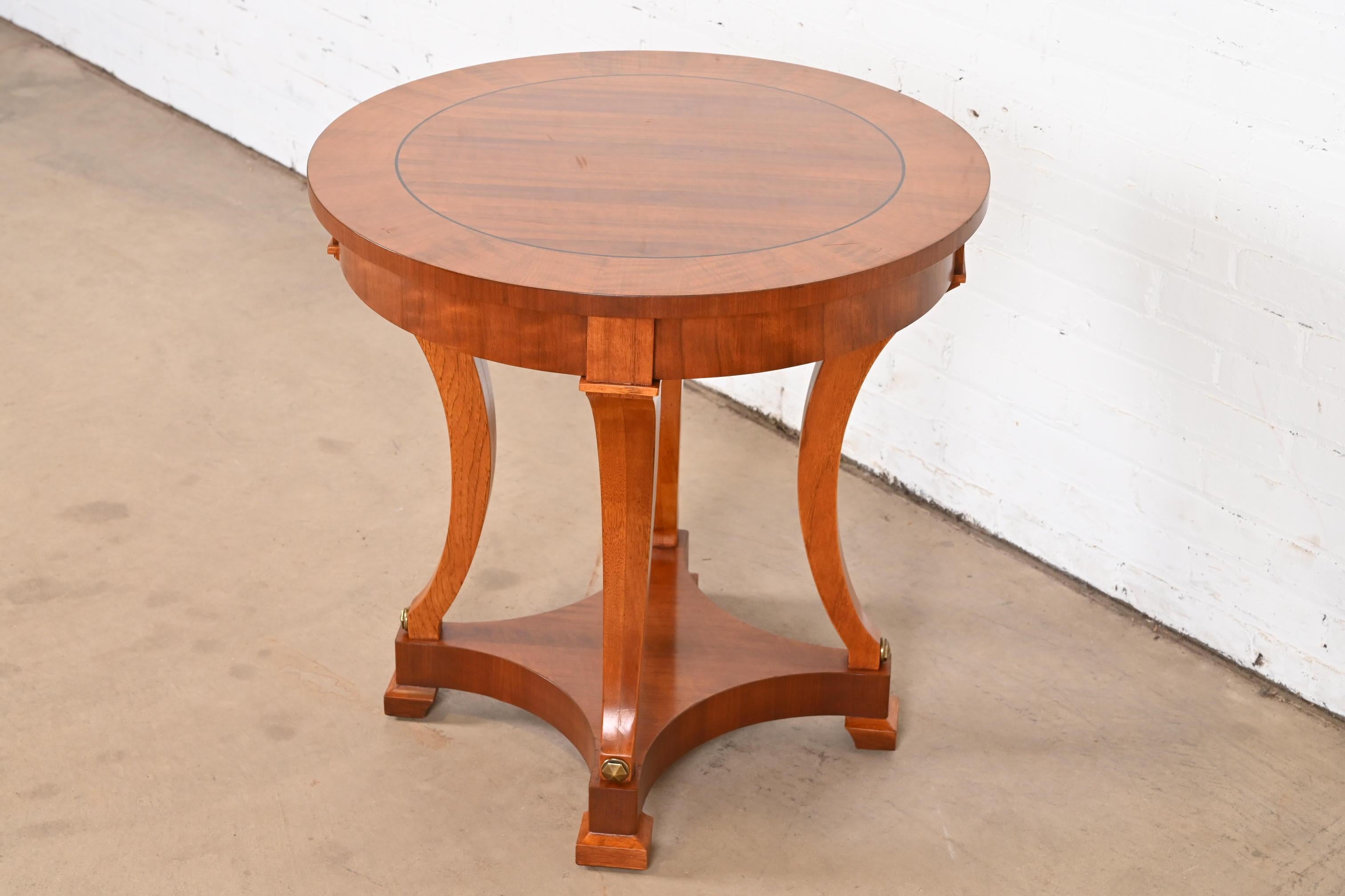 American Henredon French Empire Carved Mahogany Tea Table or Center Table For Sale