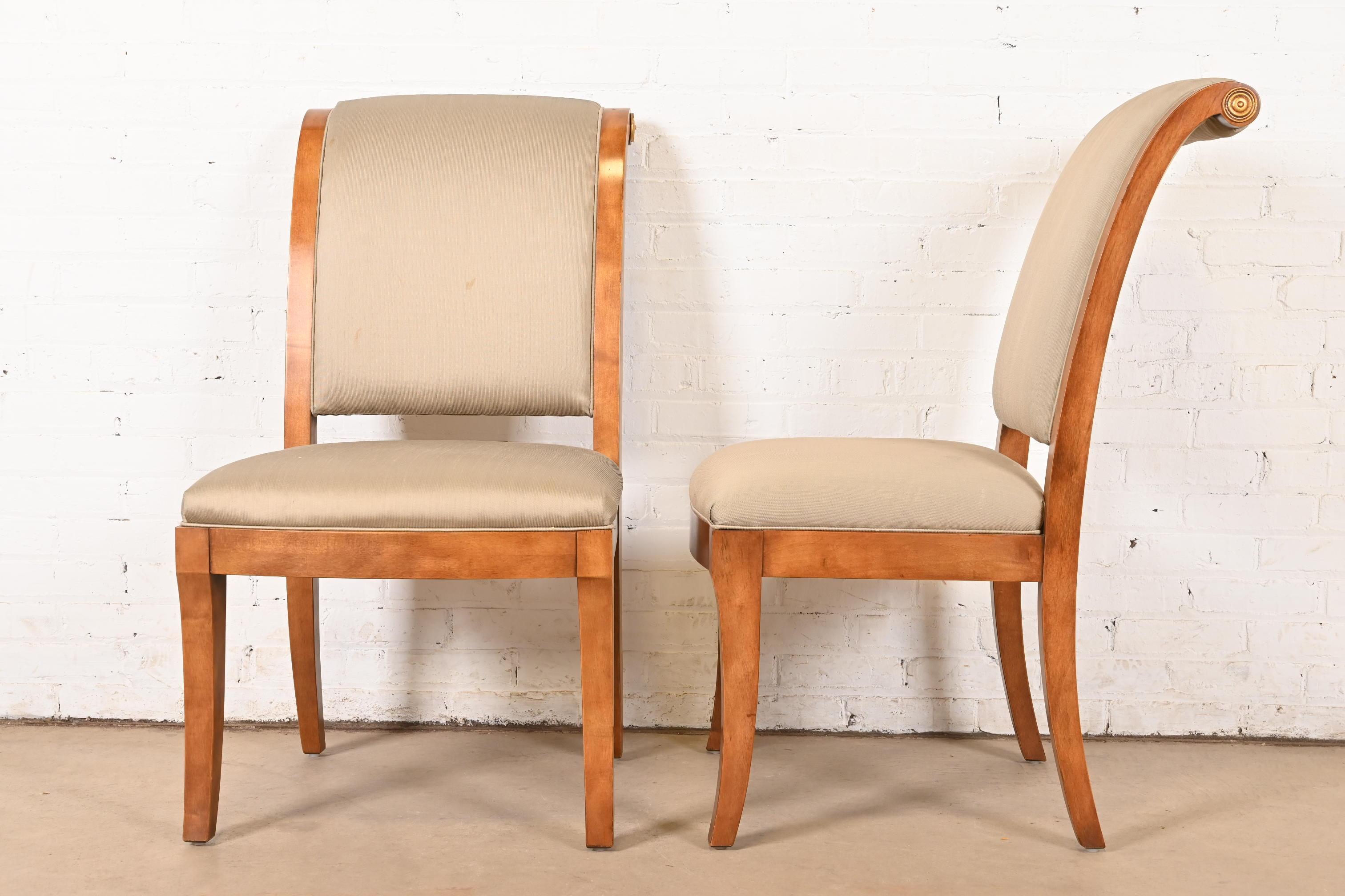 Henredon French Empire Carved Walnut and Giltwood Dining Chairs, Set of Four For Sale 3