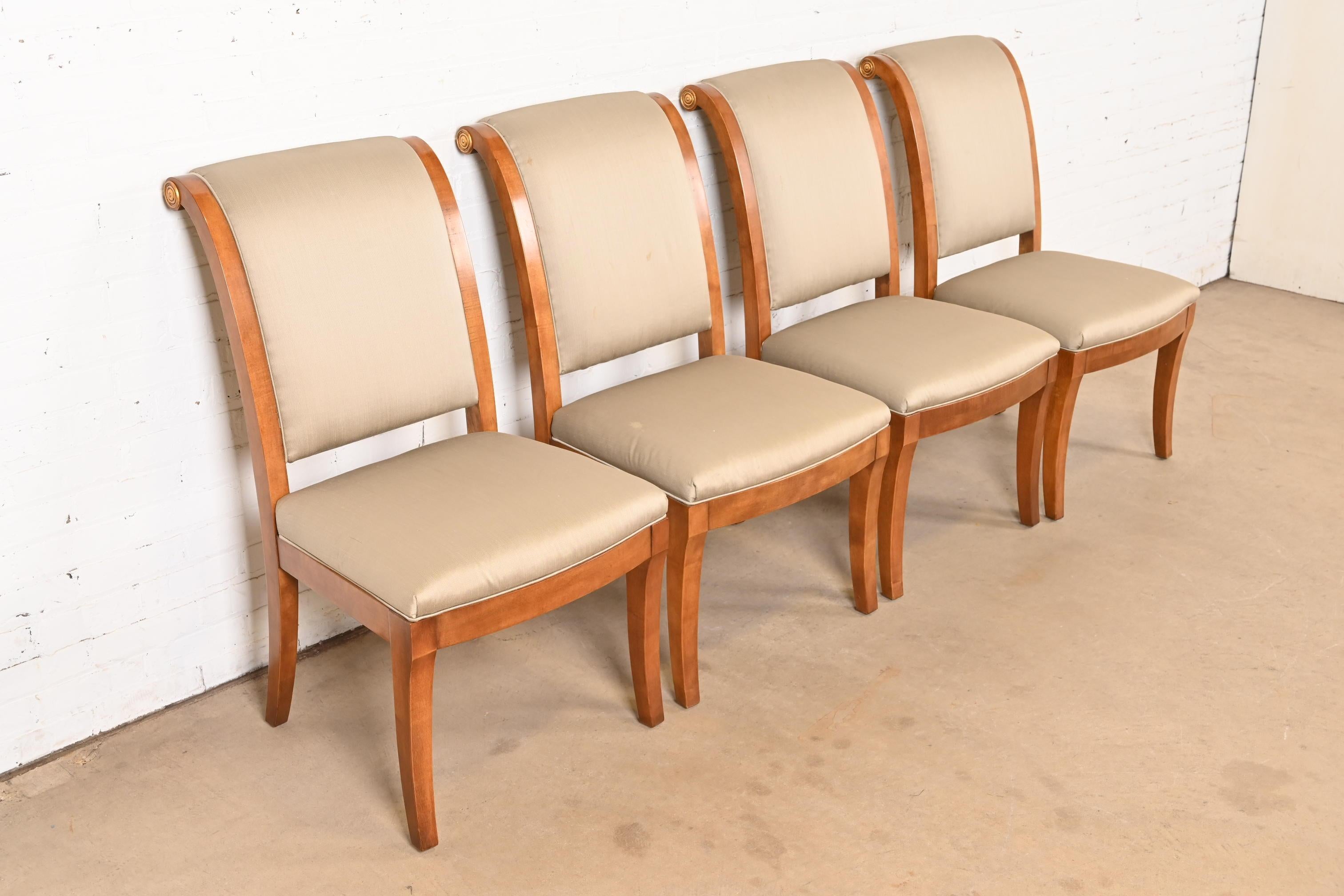 Henredon French Empire Carved Walnut and Giltwood Dining Chairs, Set of Four In Good Condition For Sale In South Bend, IN