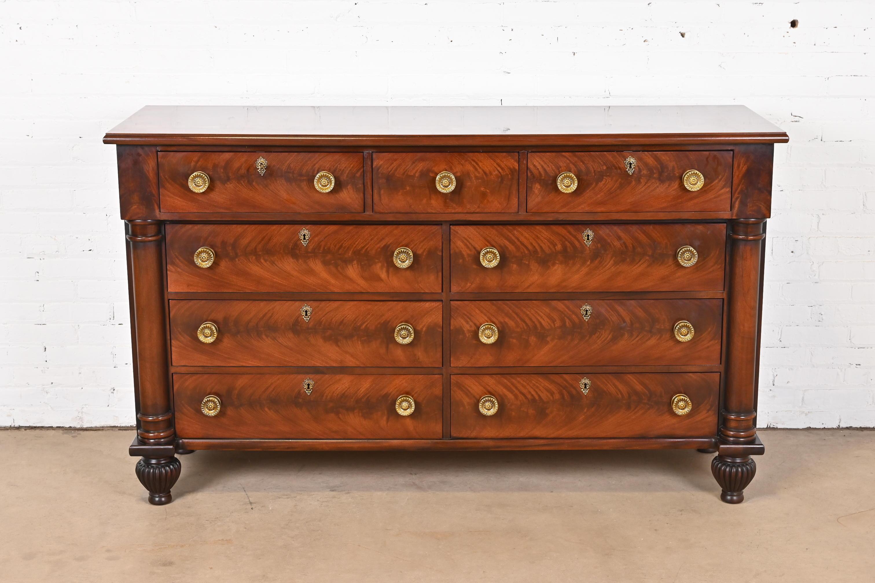 American Henredon French Empire Flame Mahogany Dresser or Chest of Drawers