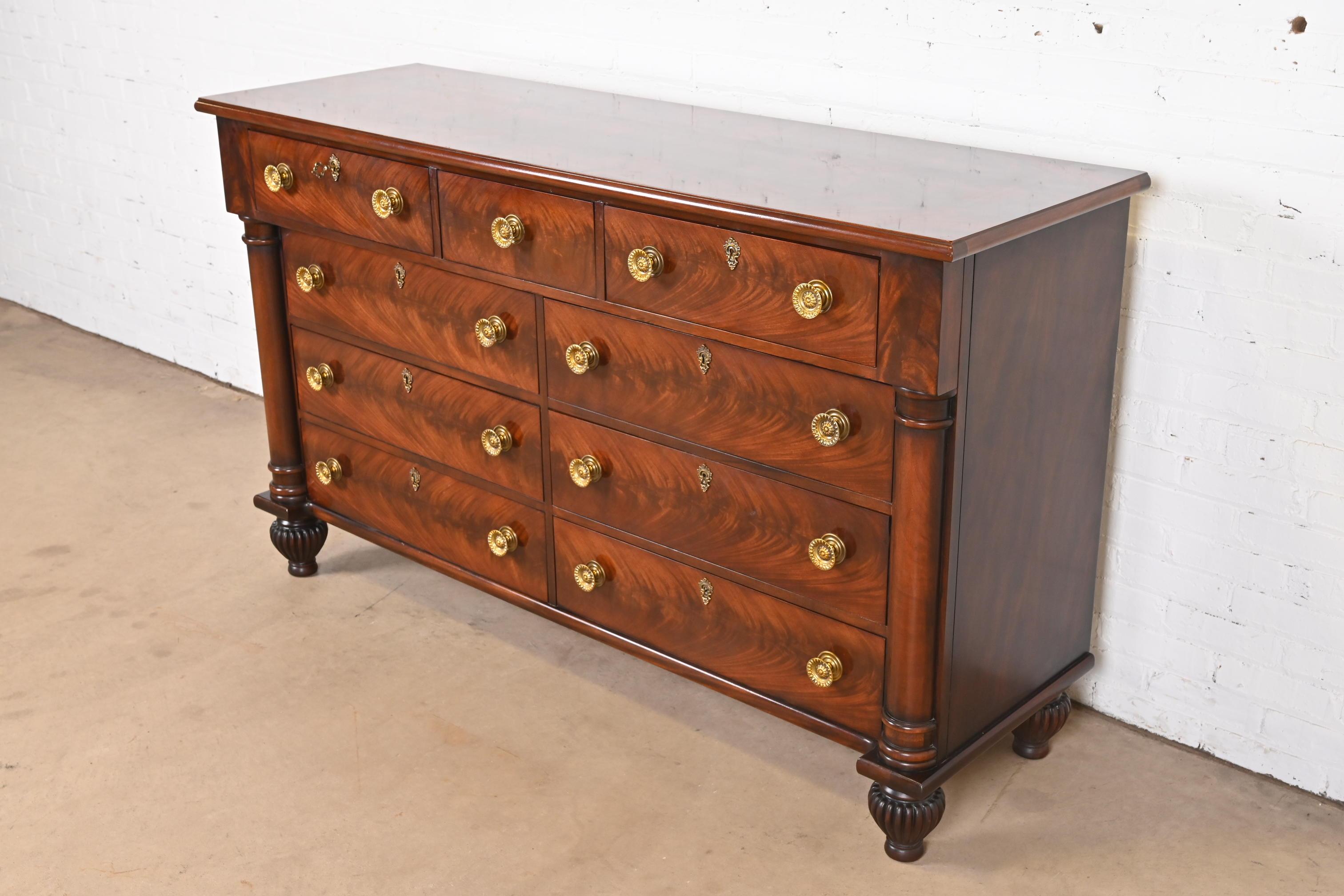 Henredon French Empire Flame Mahogany Dresser or Chest of Drawers In Good Condition In South Bend, IN