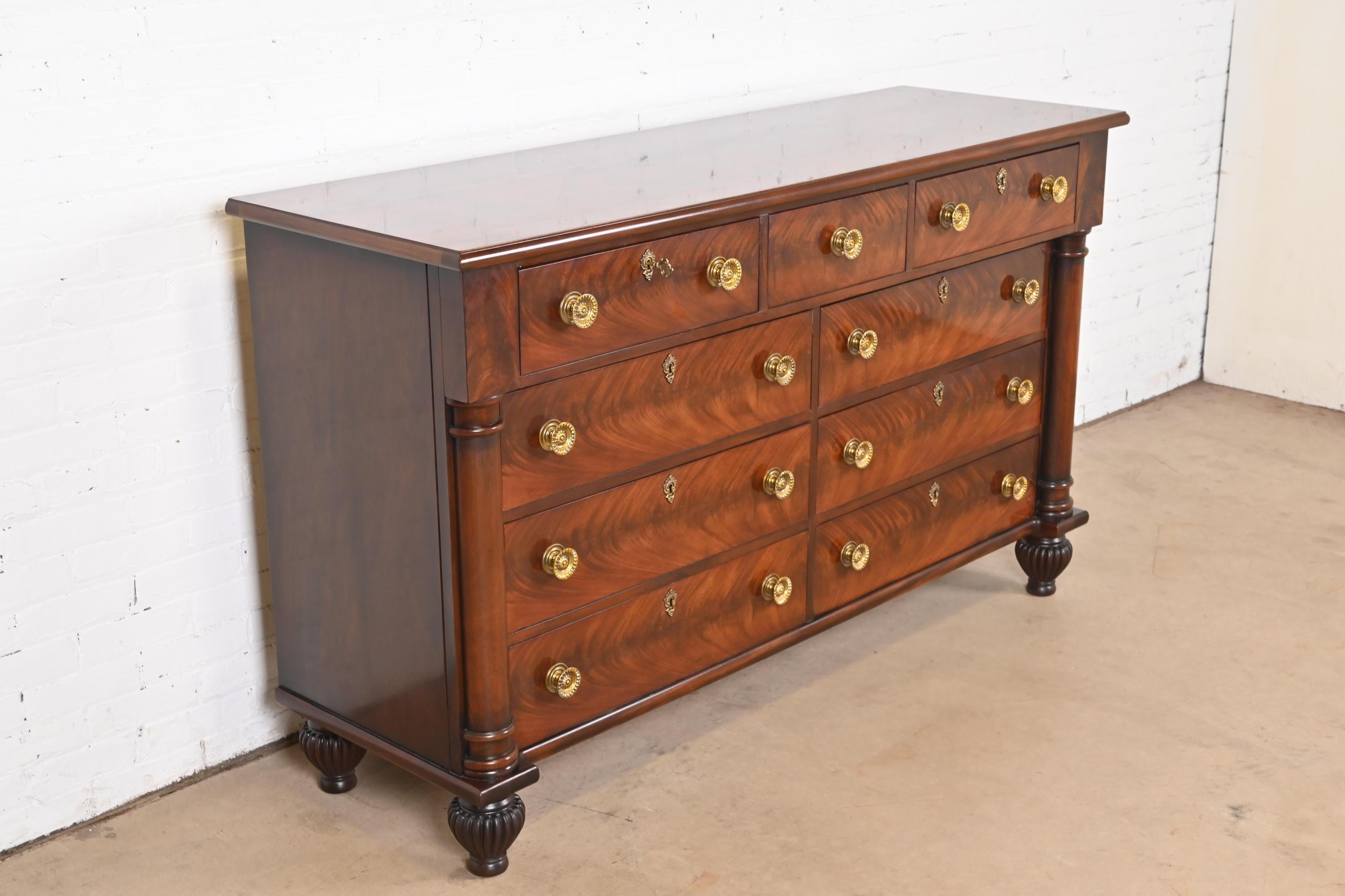 20th Century Henredon French Empire Flame Mahogany Dresser or Chest of Drawers