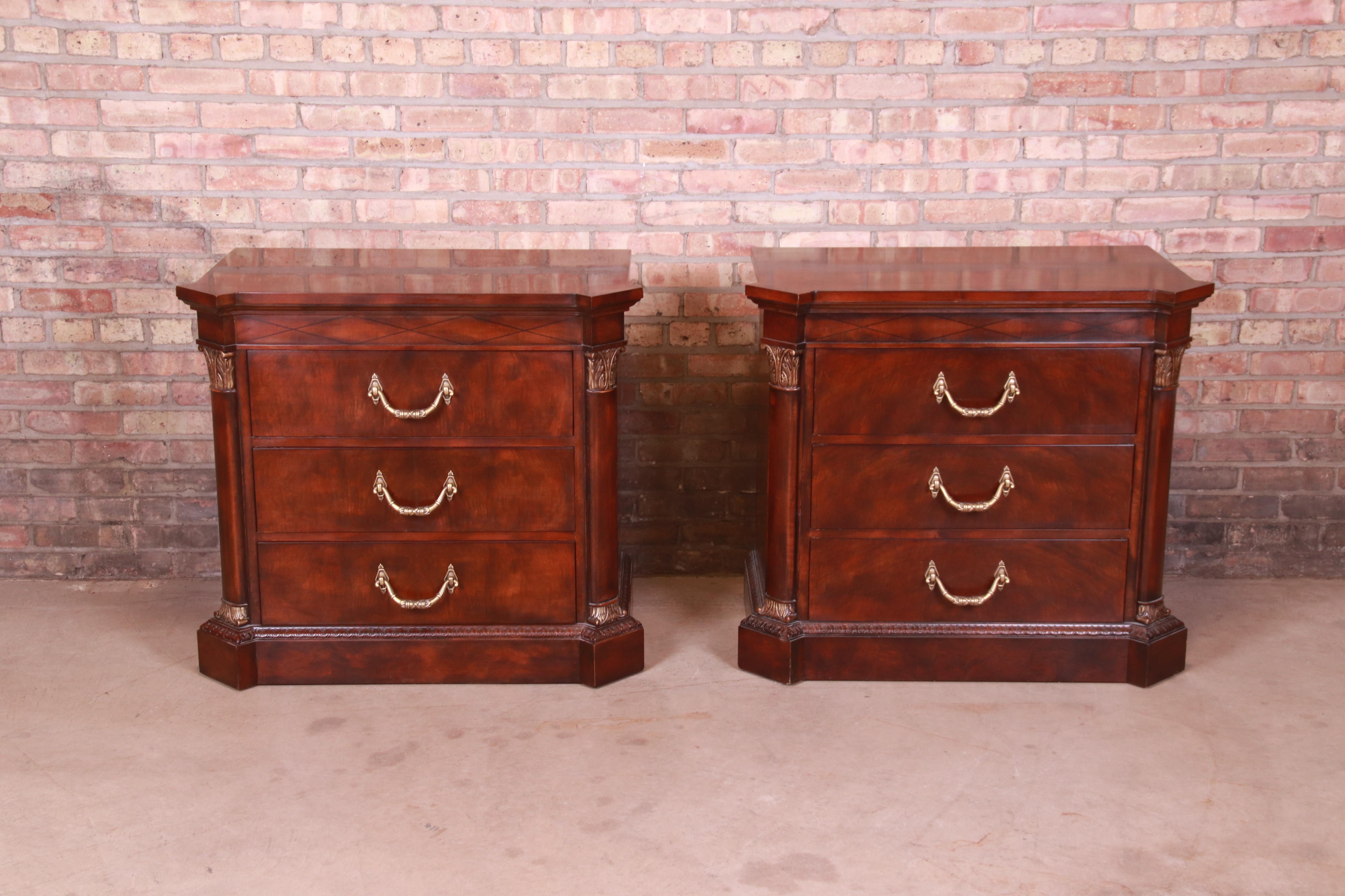Henredon French Empire Mahogany Bedside Chests, Pair In Good Condition In South Bend, IN